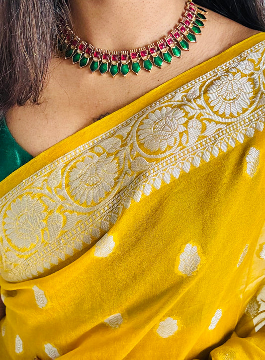 Green ruby nagapadam neckpiece, with earrings - YCGPNP613