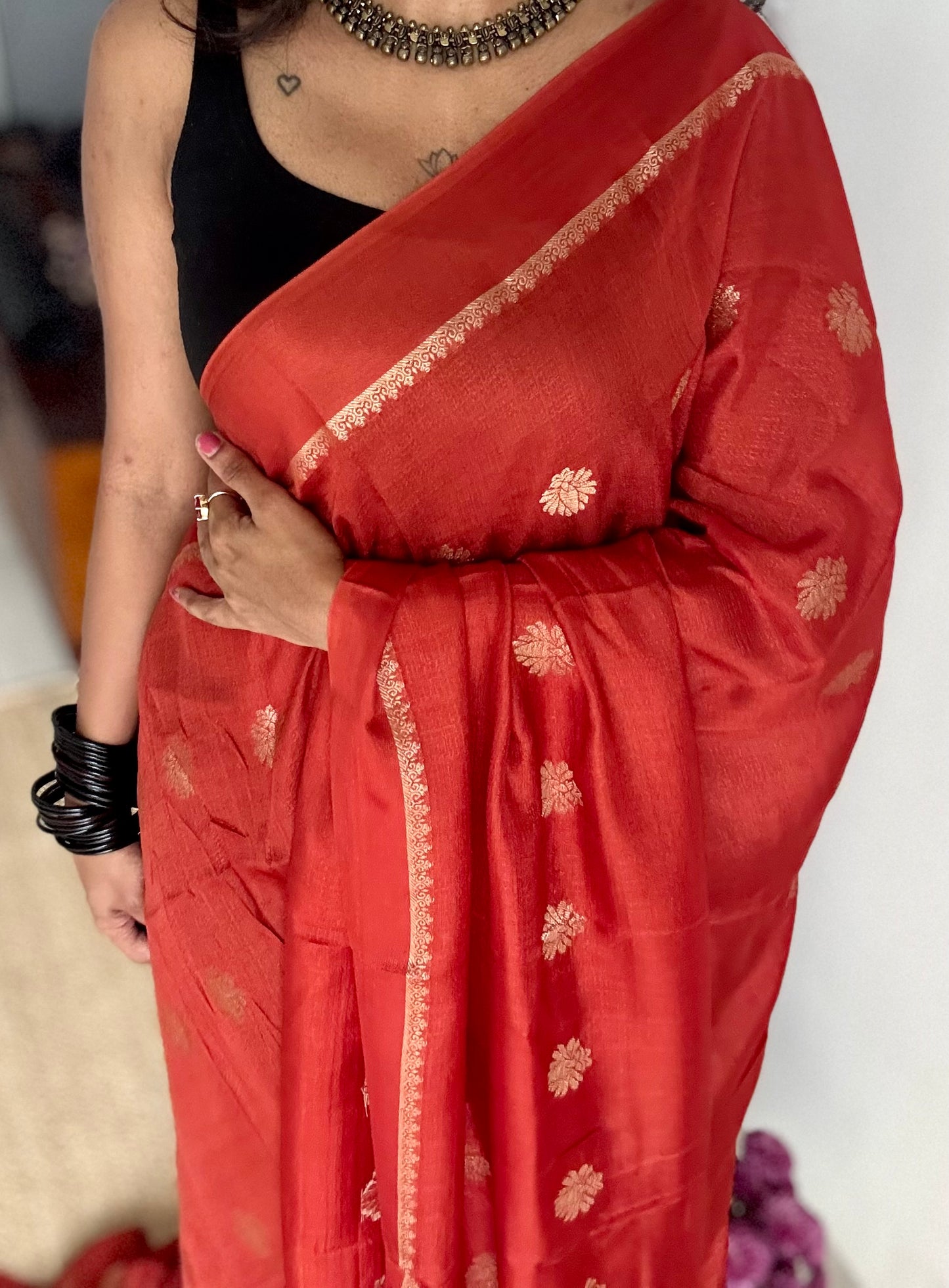 Burnt orange in khadi silk - YCDOSFE16