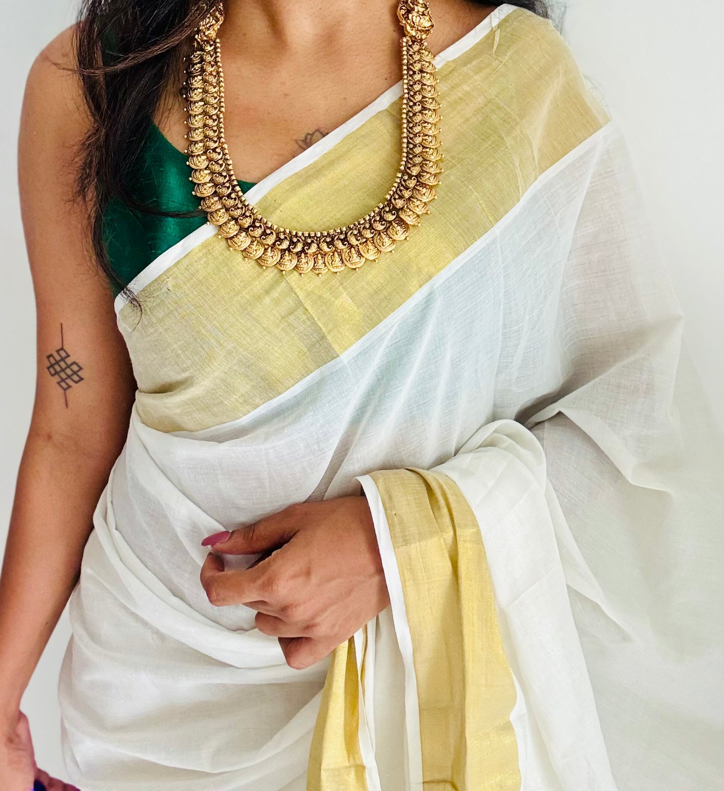 Long coin neckpiece (kaasumala), statement piece, with earrings - YCGPNP724