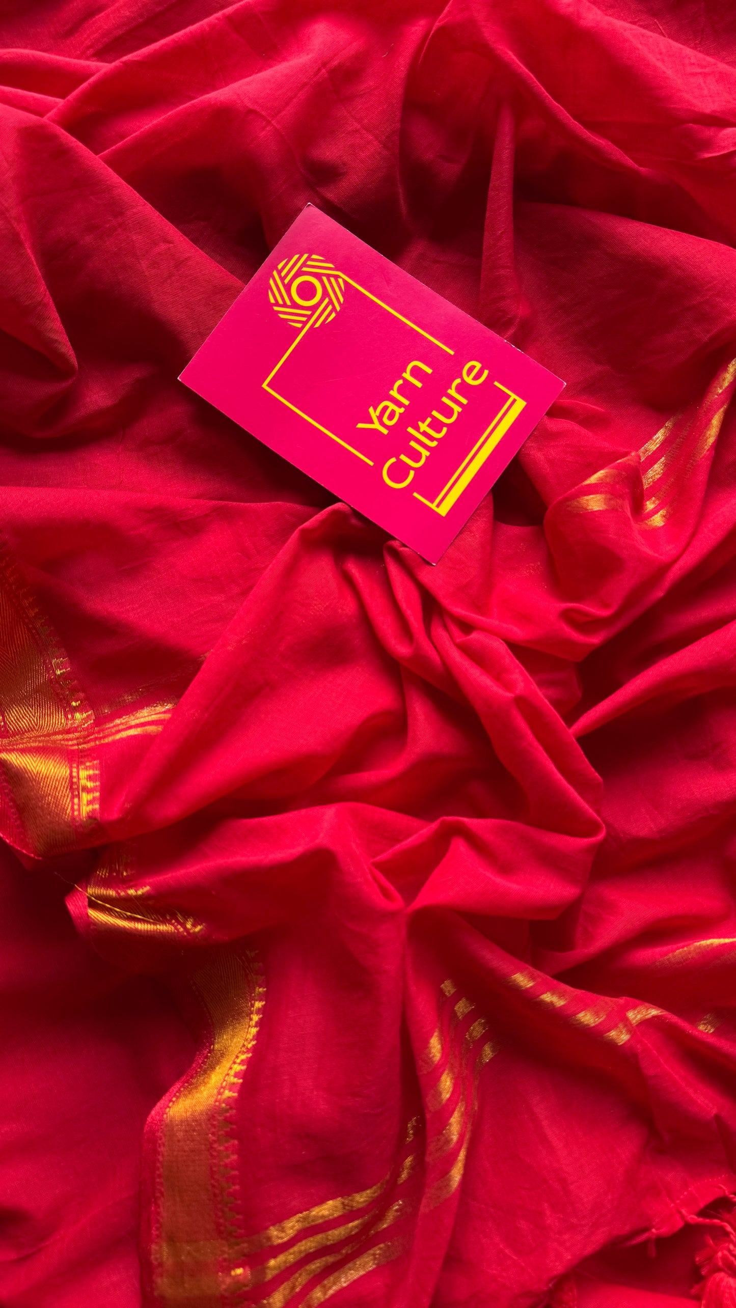 Chilli red soft cotton with maheswari gold zari border - YCBCMCFE216