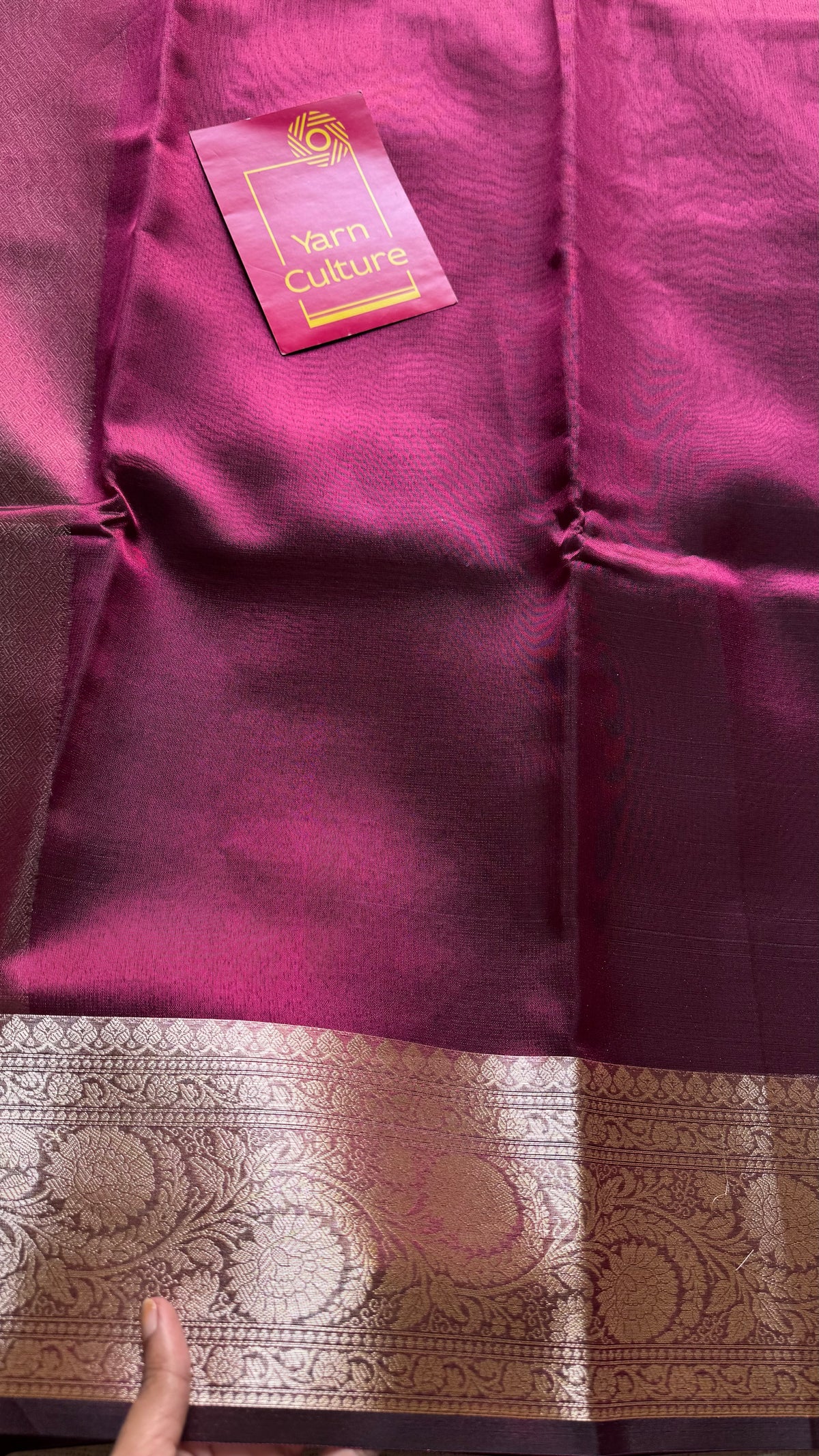 Wine pink tissue Banarasi saree with zari border - YCBLTOC78