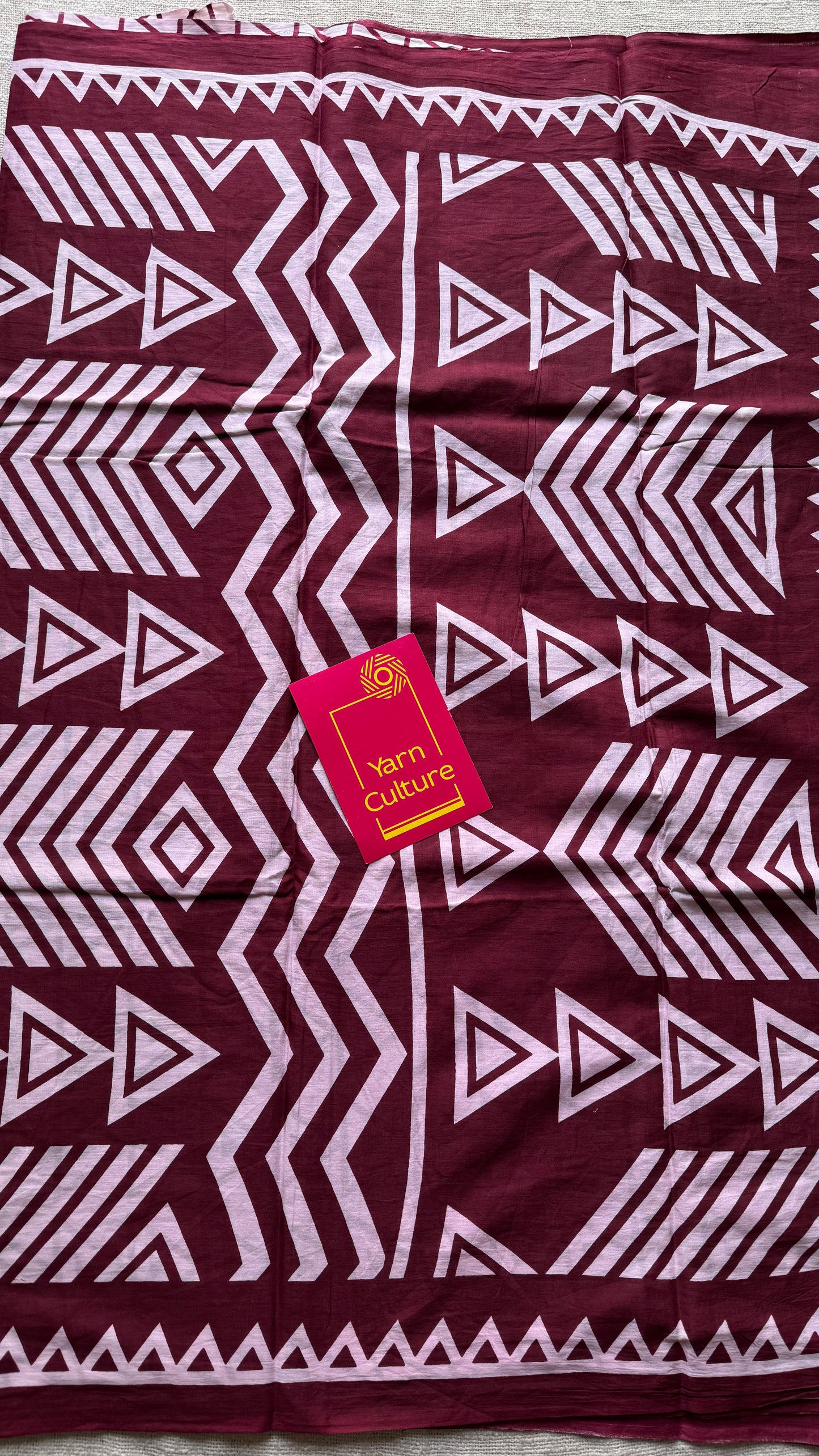 Maroon with white geometric prints, soft cotton - YCTORCMA01