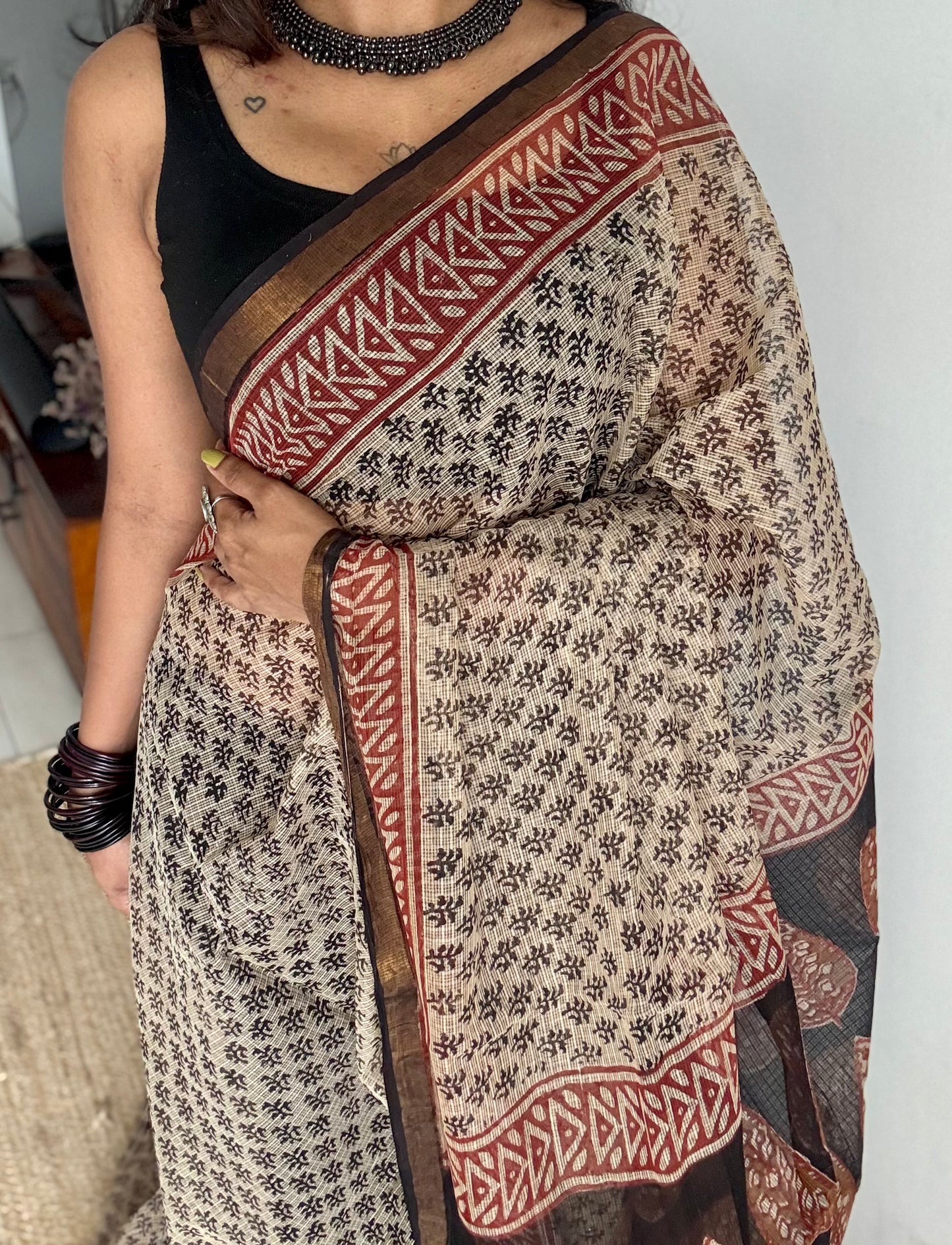 Kaavya, Kota Doria with zari border - YCTOROCBP72