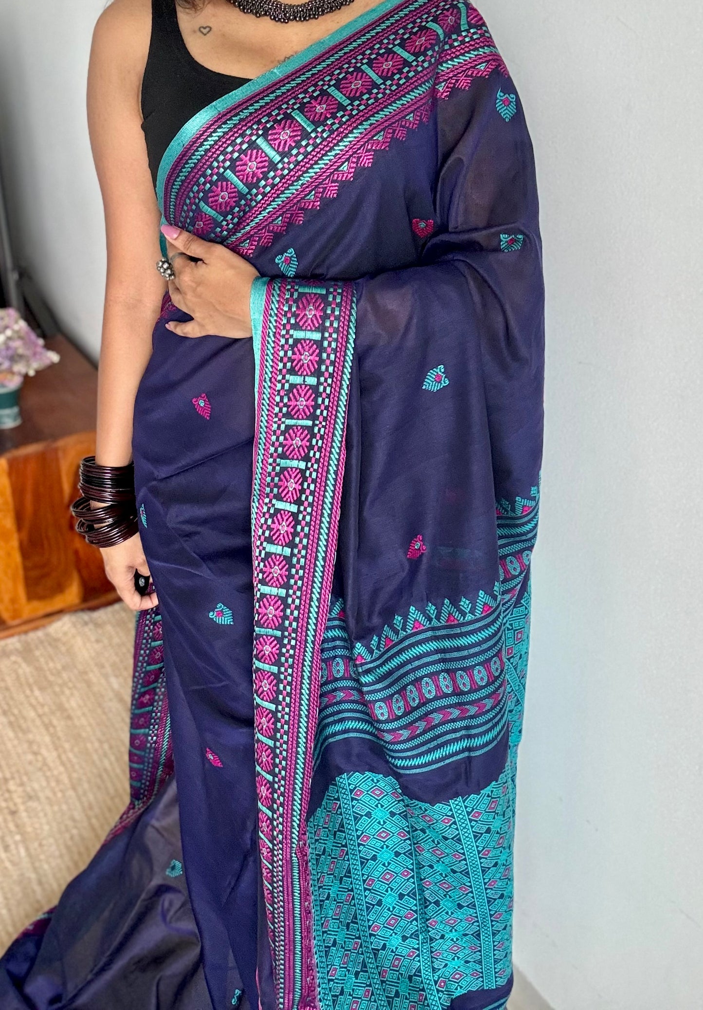 NeelPokh (নীলপখ) - Blue Butterfly, grace and color in motion, soft cotton - YCHOTEAJA206