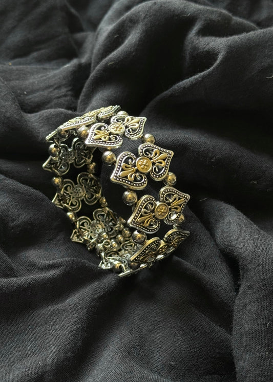 Free size openable bangle, dual tone - YCOSFB472