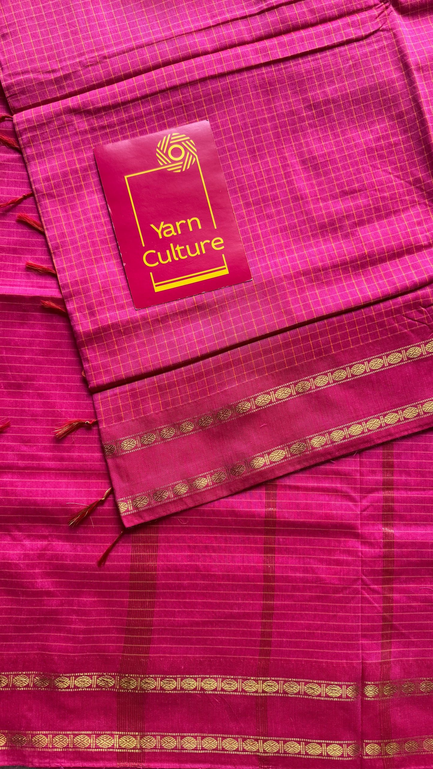 Hot pink, arani checks, cotton silk - YCCOTNJUAR07