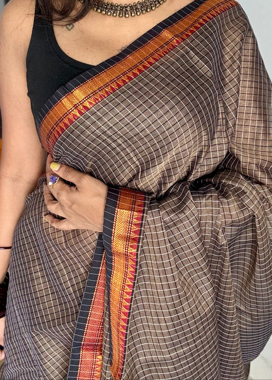 narayanpet saree, cotton silk blend saree, vidya balan saree, zari border saree, premium narayanpet saree, traditional cotton silk saree, lightweight festive saree