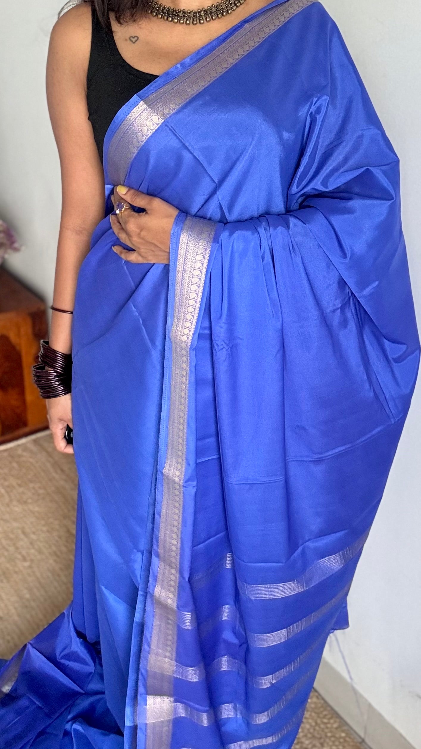 Blue Mysore semi crepe silk saree - YCLOKFE235