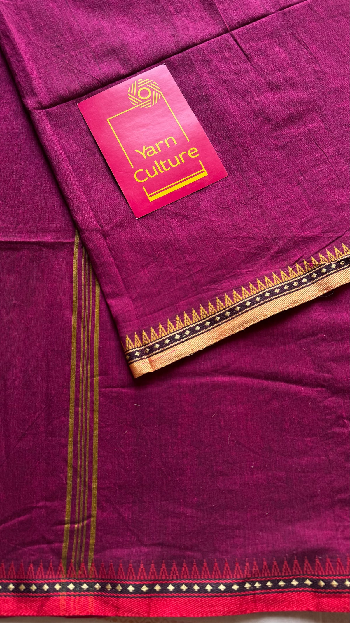 Handloom Bengal soft cotton saree, ruby with cream and red woven dual tone borders - YCBCMCSE43