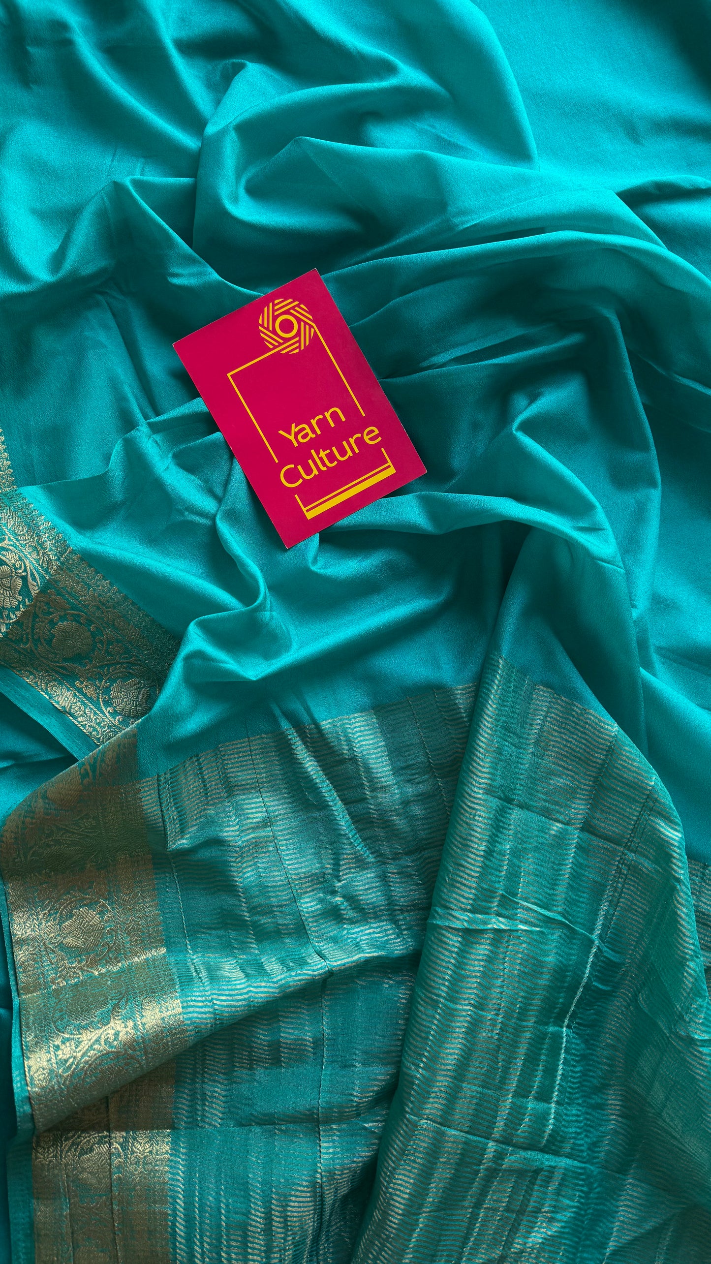 Turquoise Mysore semi crepe silk saree - YCLOKFE241