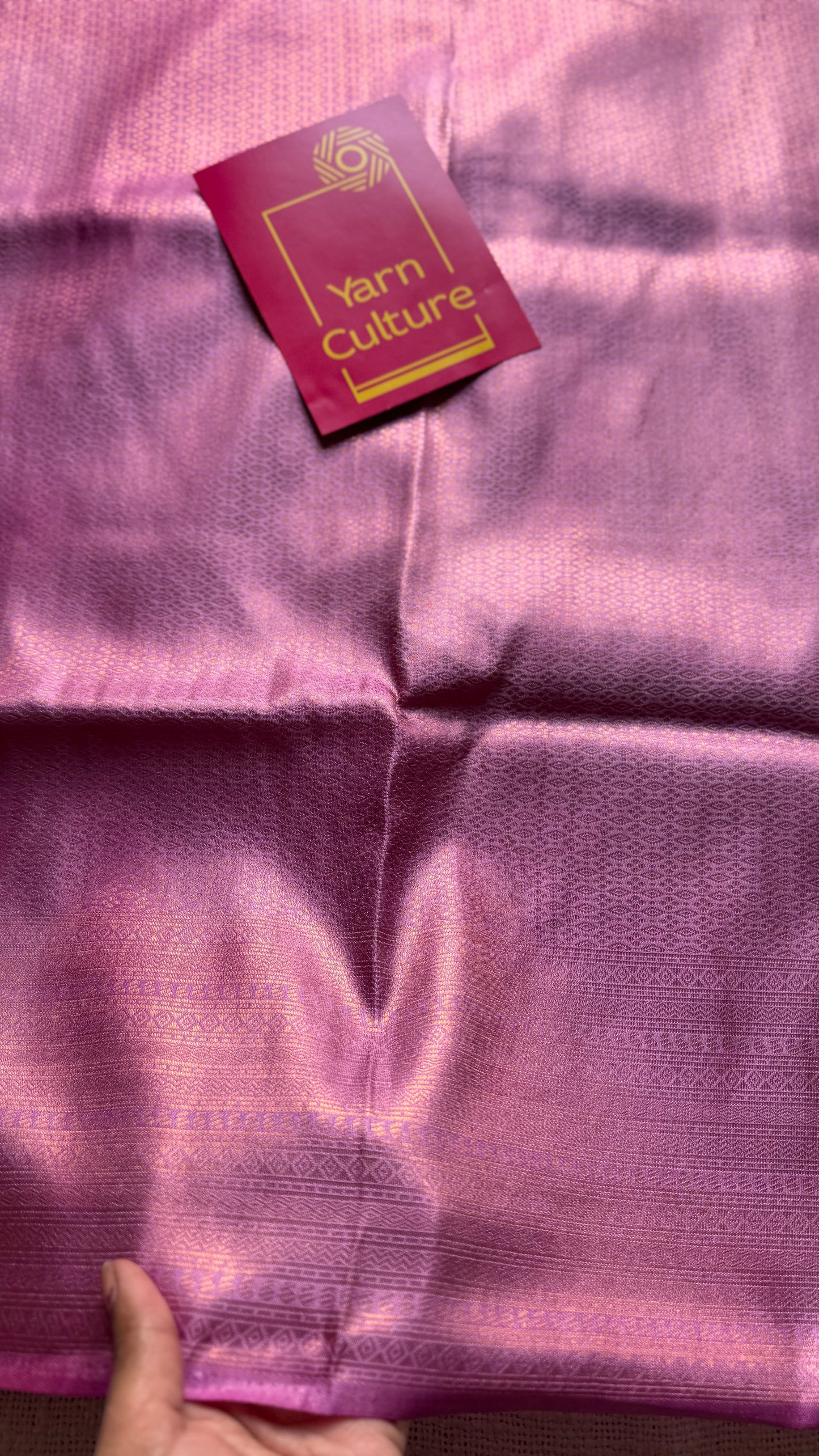 Lavender pink dual tone, antique gold zari, semi -silk - YCDOSOCSS01