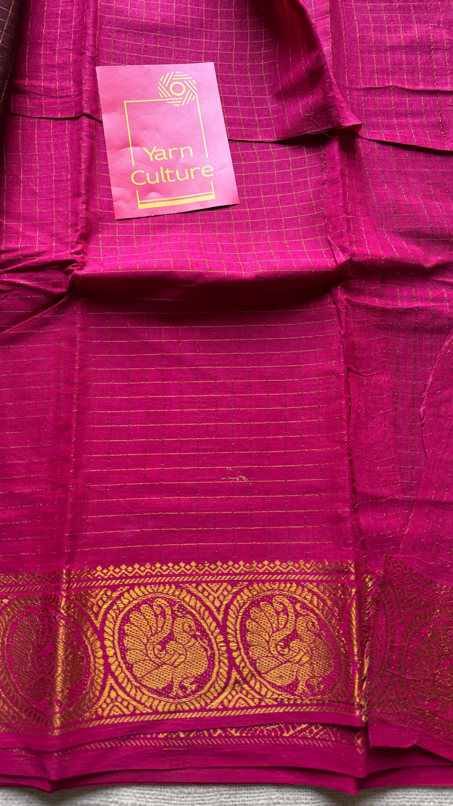 Dark maroon with hot pink checkered sungudi, madurai cotton - YCCOTNSUDE41