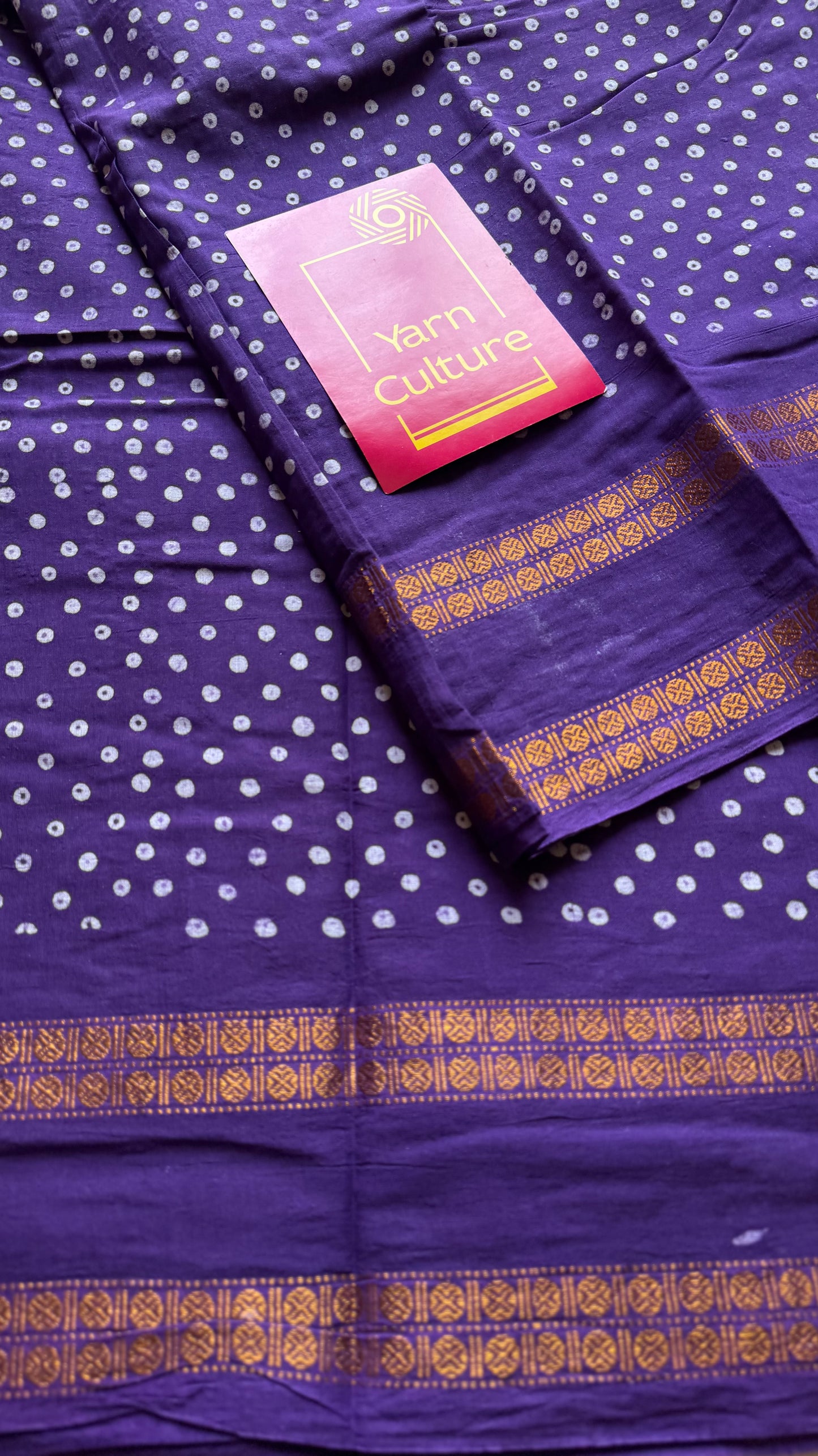 Purple, wax dot printed sungudi, kattuchayam dyed madurai cotton - YCCOTNMSAP156