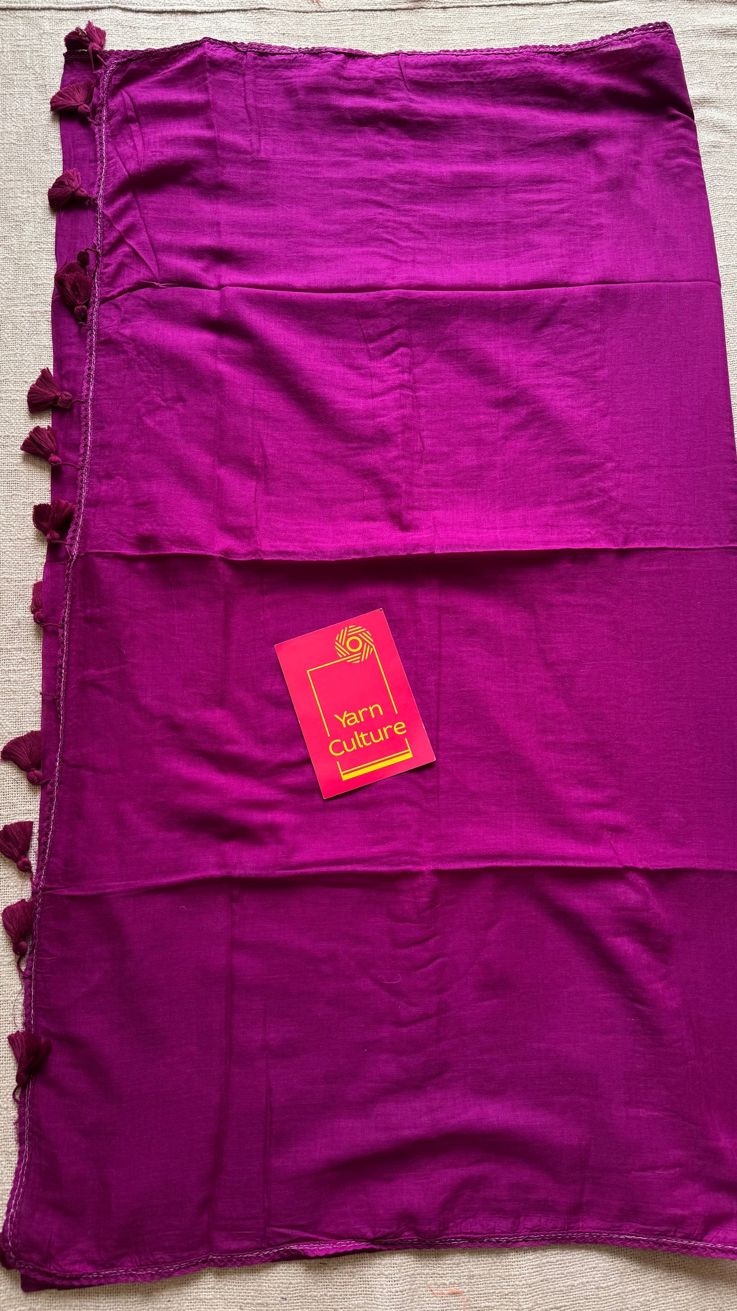 Purple pink plain mul saree with lace border - YCBCMCFE404
