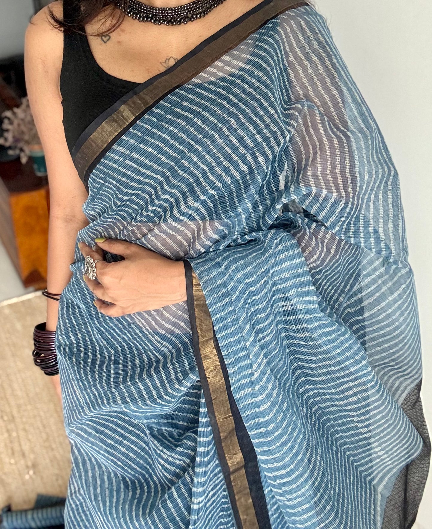 Bindu, Kota Doria with zari border - YCTORDEKD18