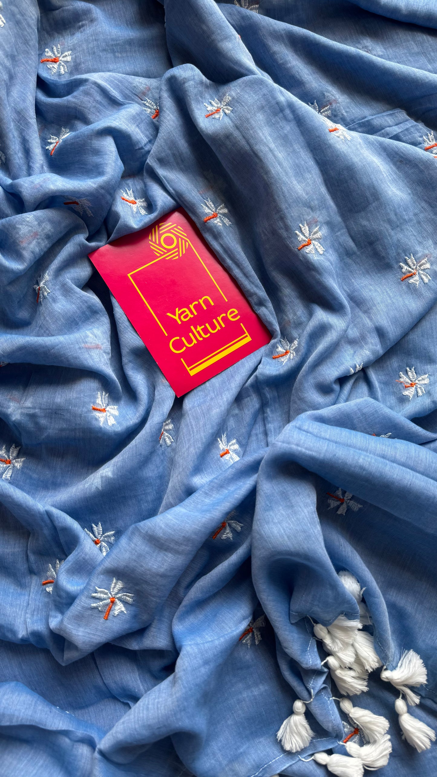 Soft blue parijat mul cotton saree  - YCBCMCAP30