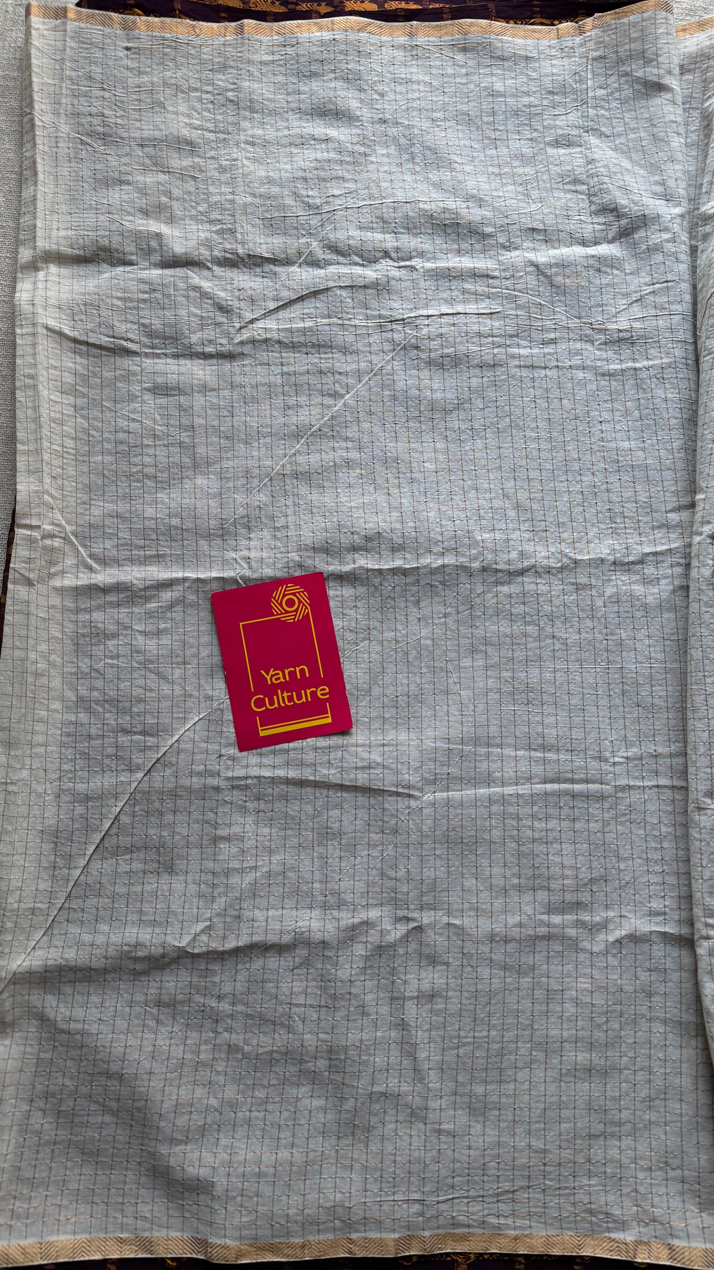 Brown with ivory, sungudi cotton half-half saree - YCCOTNMSFE370