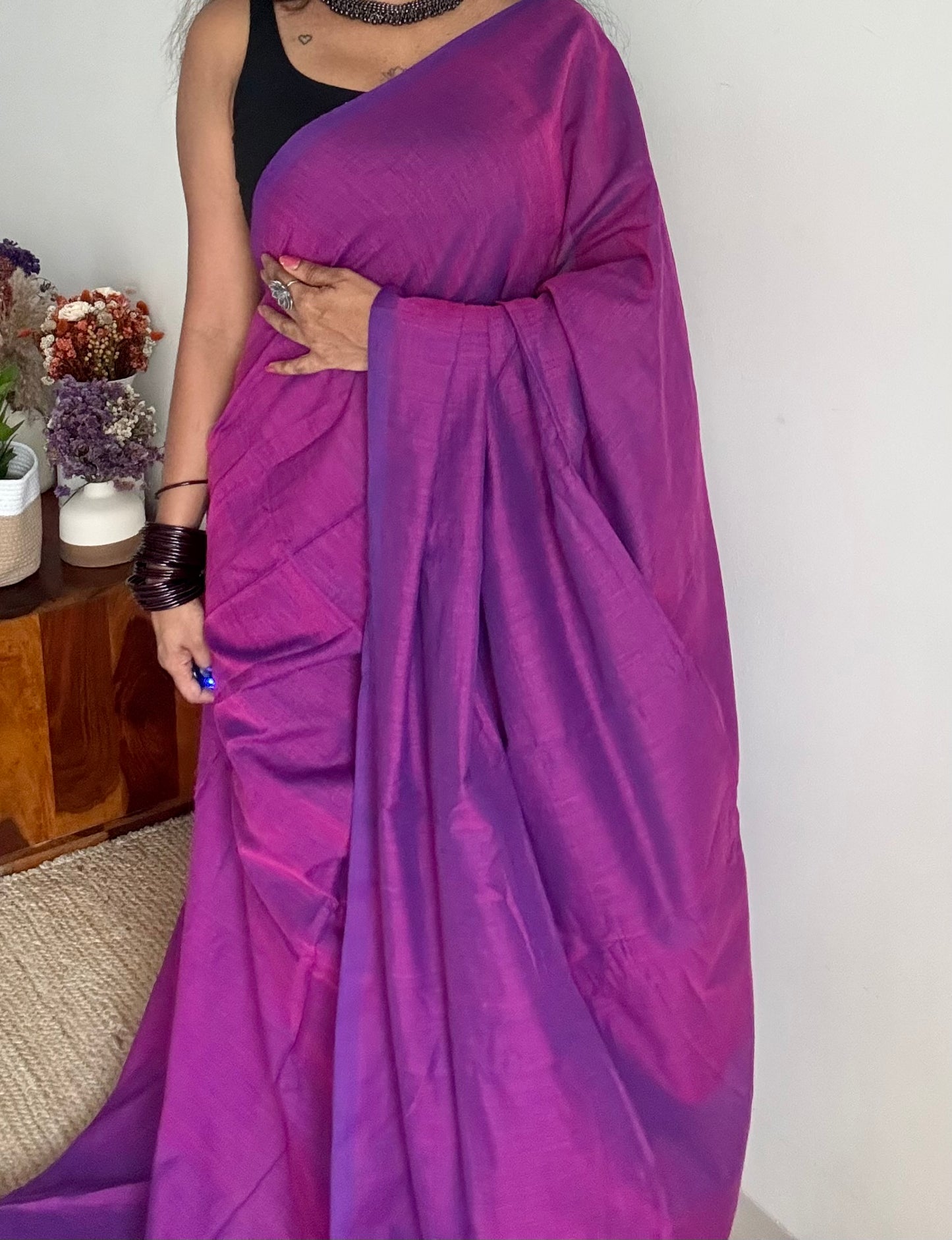 Purple pink soft cotton saree  - YCBCKCAP26