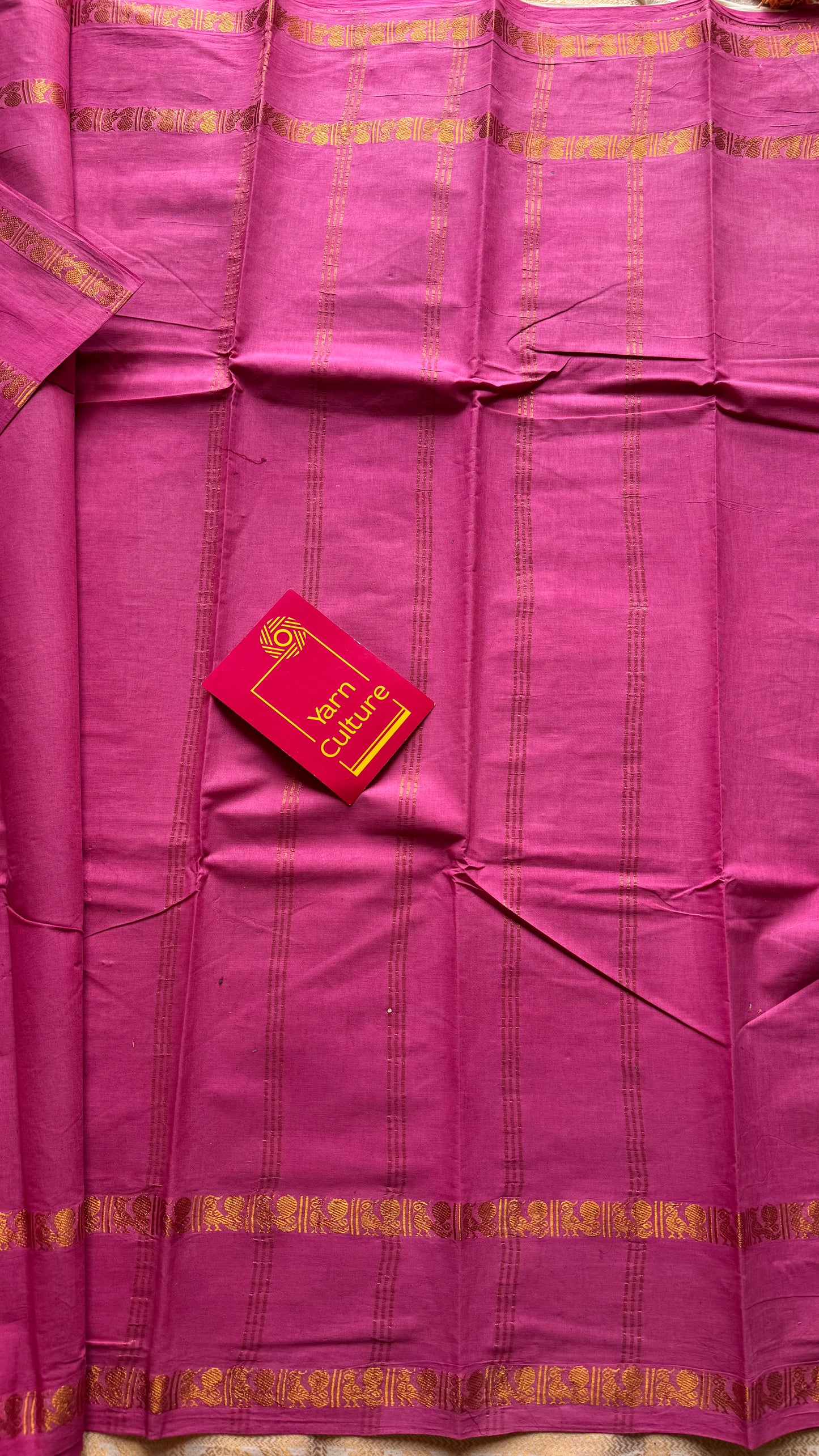 Light pink rettaipettu peacock gap border, kattuchayam dyed madurai cotton saree  - YCCOTNMSAP218
