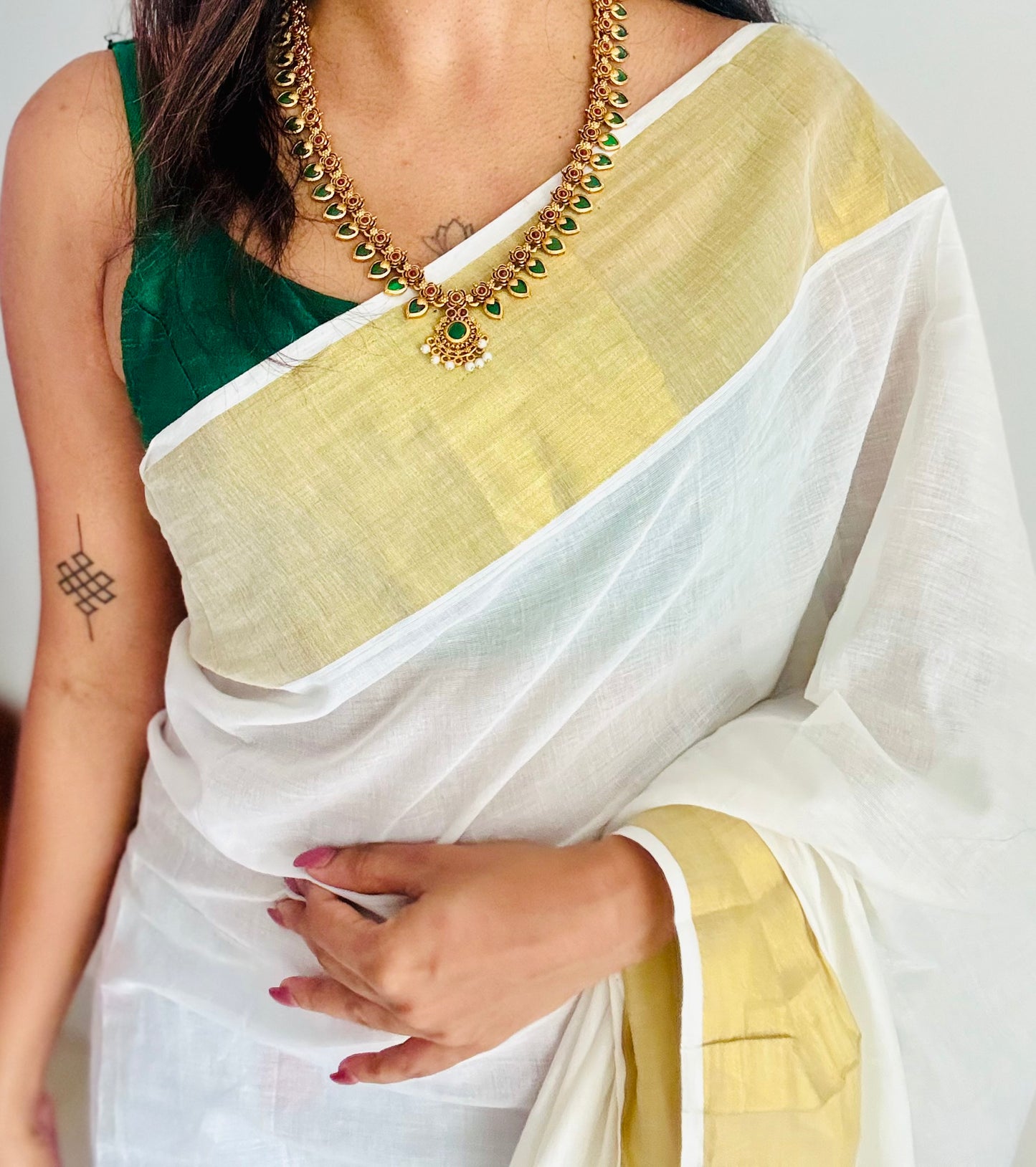 Long palakka neckpiece with earrings - YCGPNP730