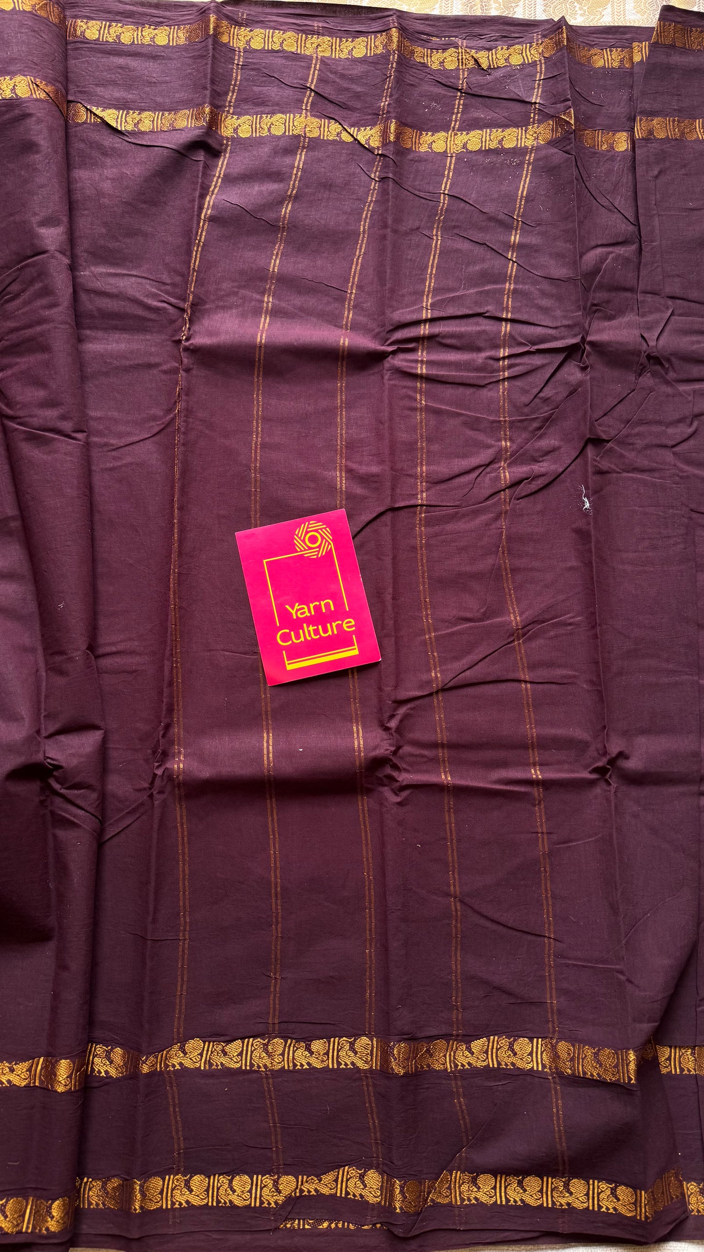 Coffee brown rettaipettu peacock gap border, kattuchayam dyed madurai cotton saree  - YCCOTNMSAP99