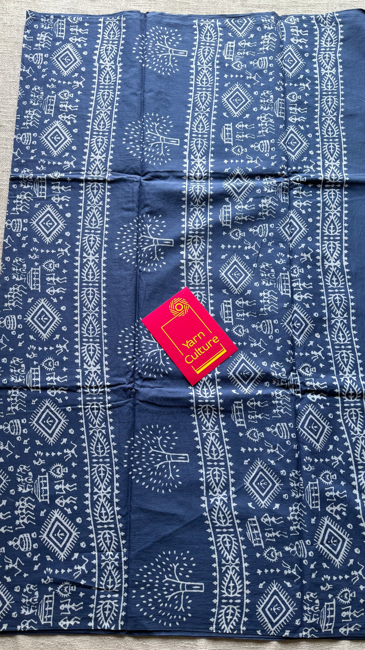 Greyish blue with off white floral block printed soft cotton saree - YCTORCMA21