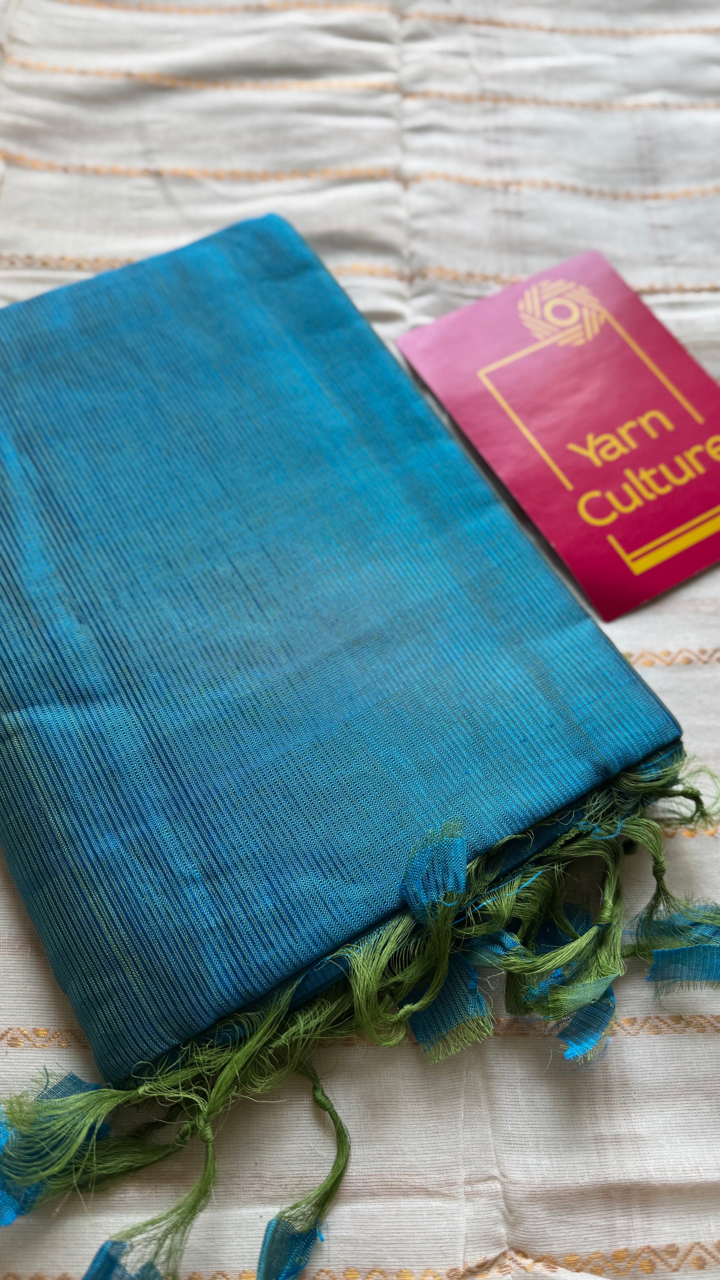 Plain blue green dual tone, mangalgiri silk cotton, handwoven, soft, light weight - YCWOTDMSAP222