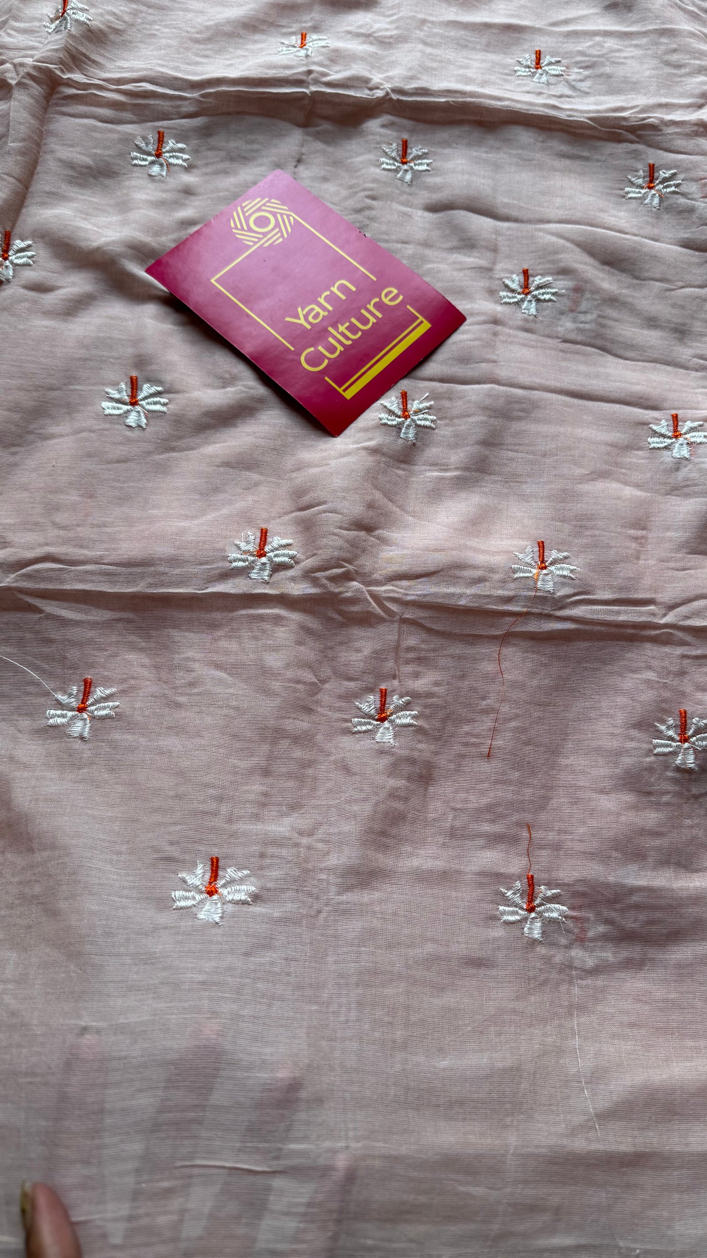 Pastel peach parijat mul cotton saree  - YCBCMCAP31