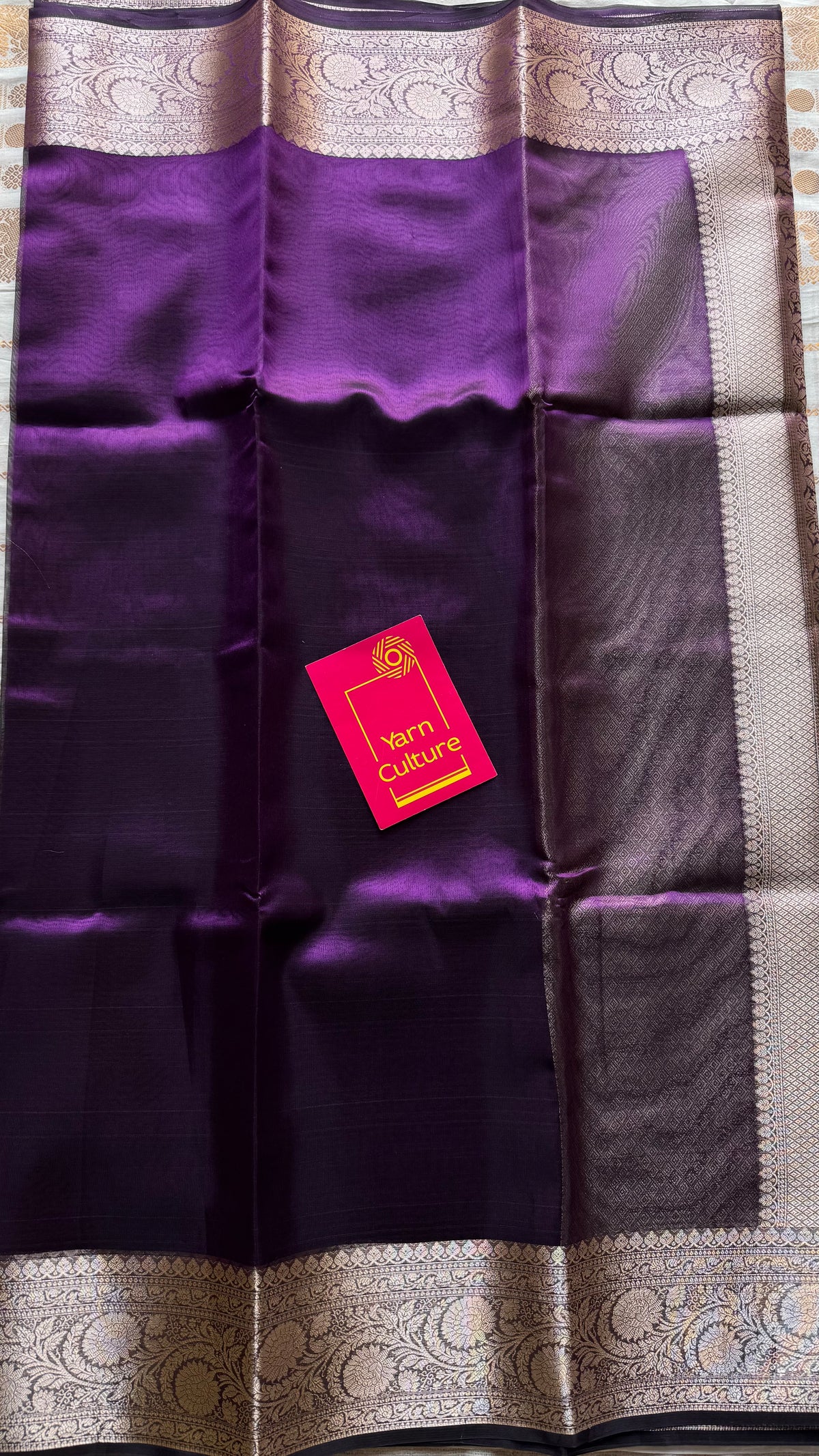 Purple tissue Banarasi saree with zari border - YCBLTOC89