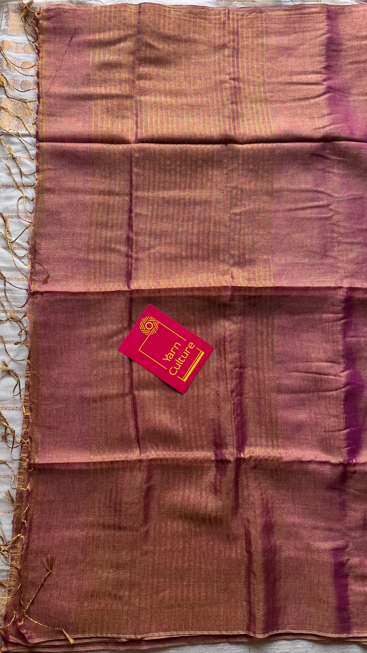 Light purple pink with gold, dual tone metallic tissue linen saree - YCBCLTOC55