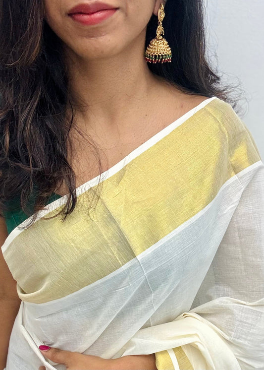 Jhumka with green and dark pink bead drops, gold finishing - YCAGJK87