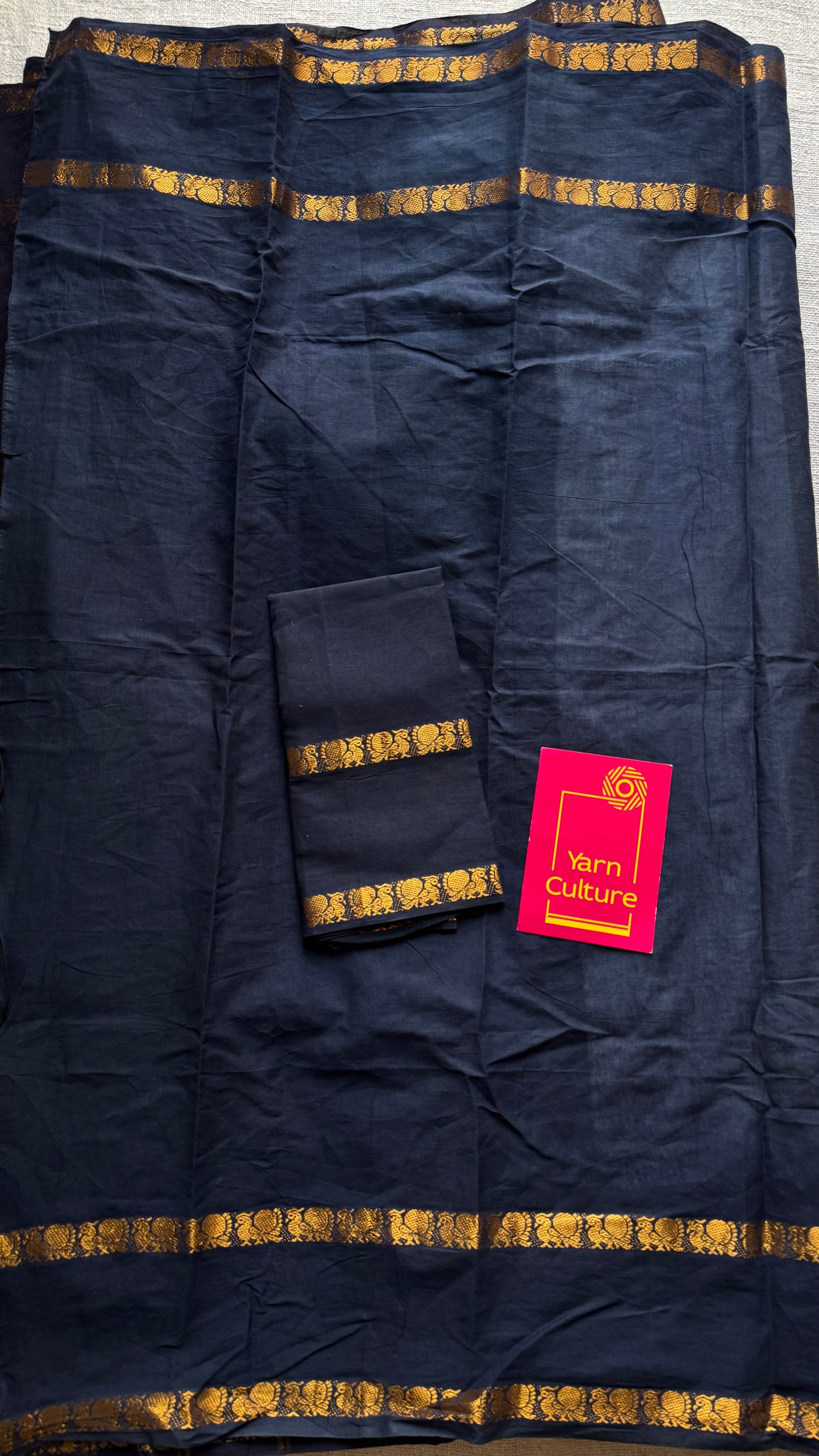 White with black, sungudi cotton half-half saree - YCCOTNMSFE368