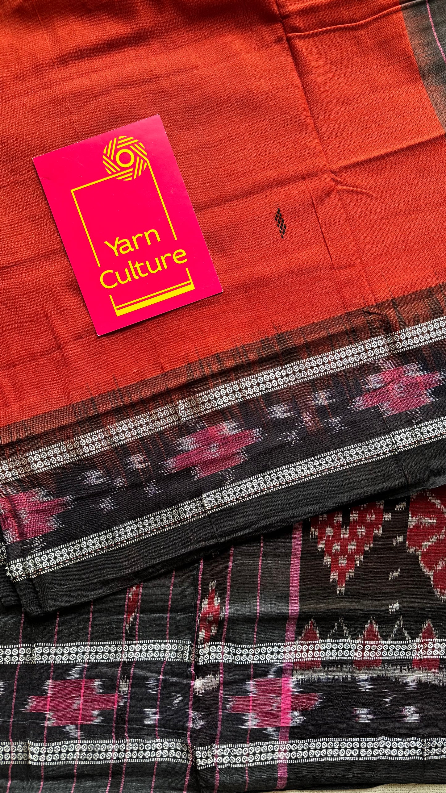 Palasha - brick red Sambalpuri handloom cotton - YCHOTESJA204