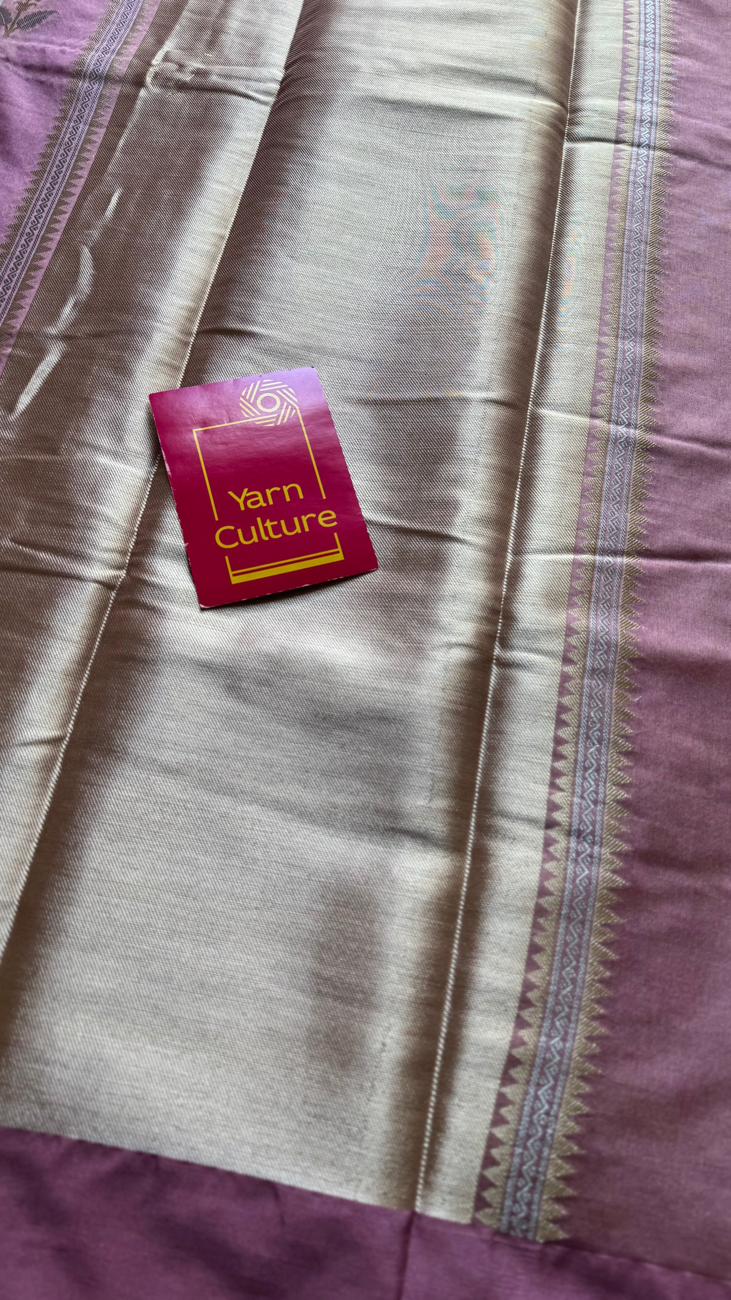 Dusty pink with gold and silver floral buttas, Banarasi semi-crepe silk - YCDESE46