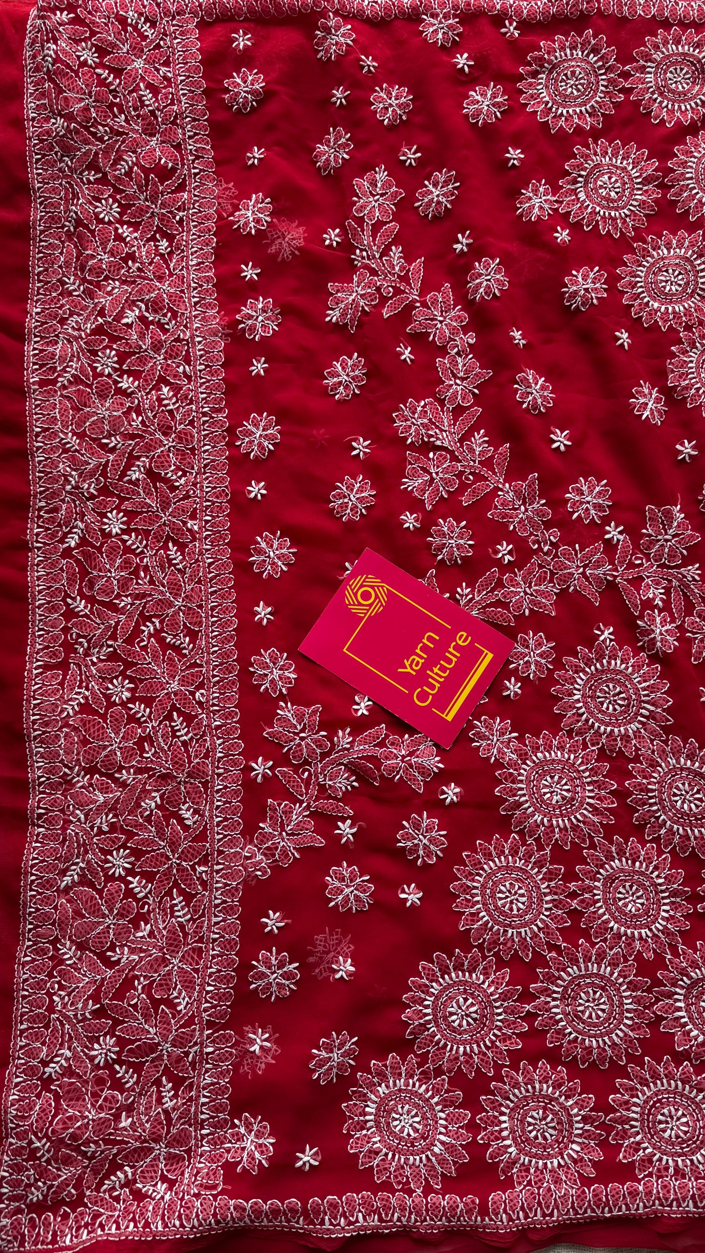 Sham-e-Ishq (evening of love) - Red Chikankari, georgette YCSLCJULCK07