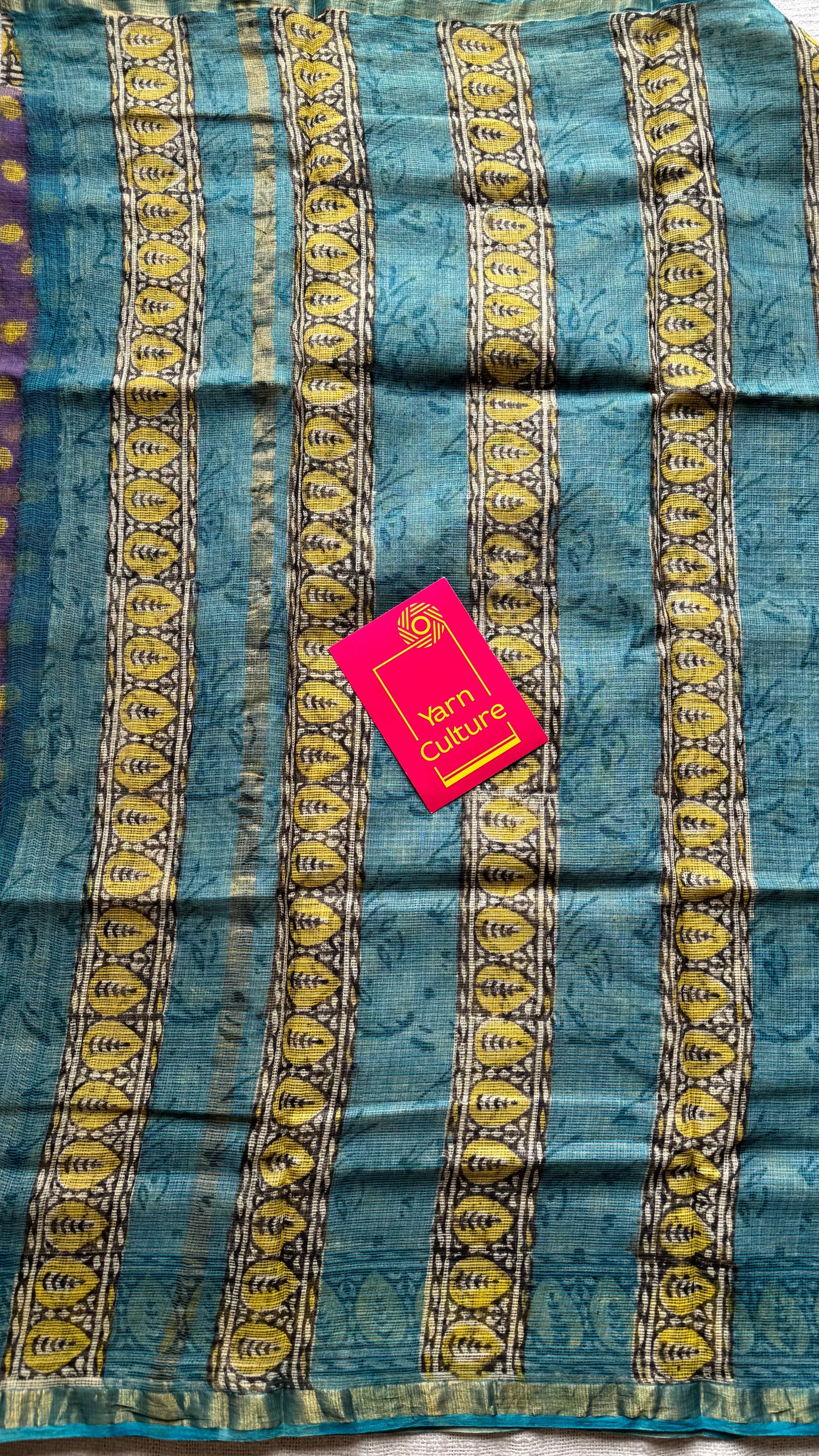 Jamun Gola - Purple with yellow kota doria, with gold zari border - YCTORKDAP13
