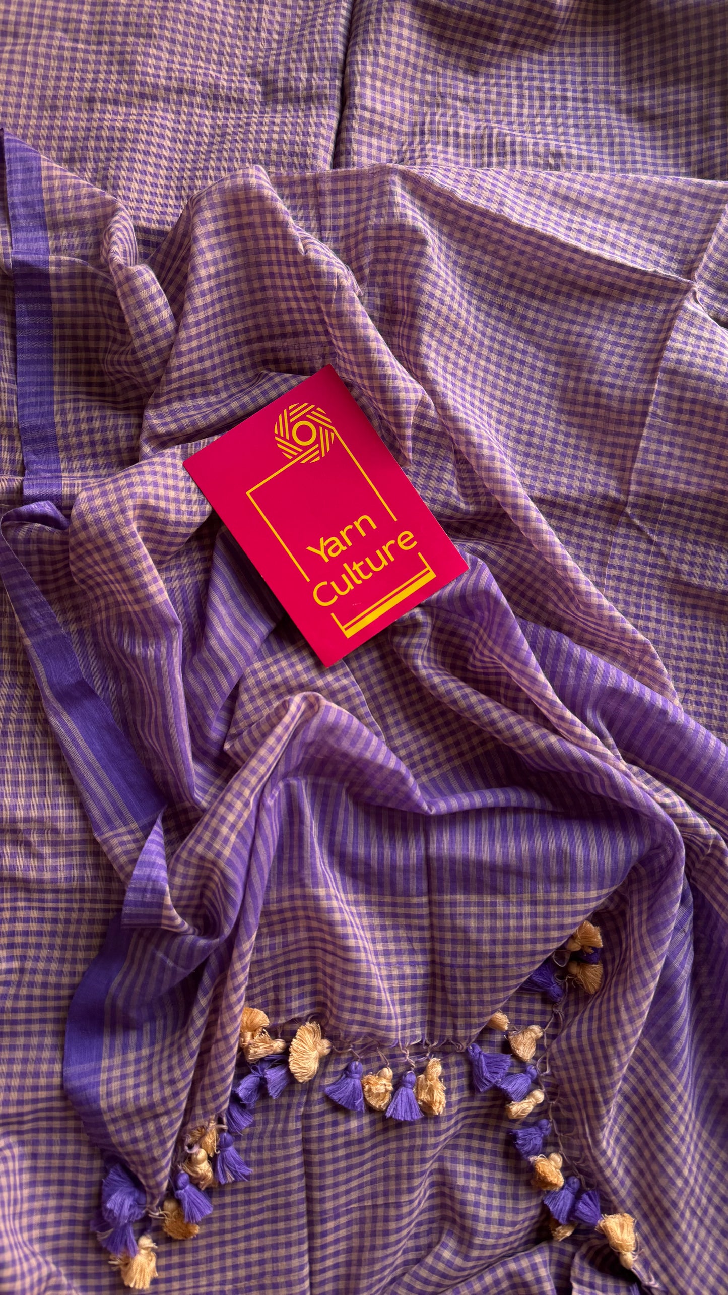 Purple and cream mul, micro checks - YCBCMCNO05