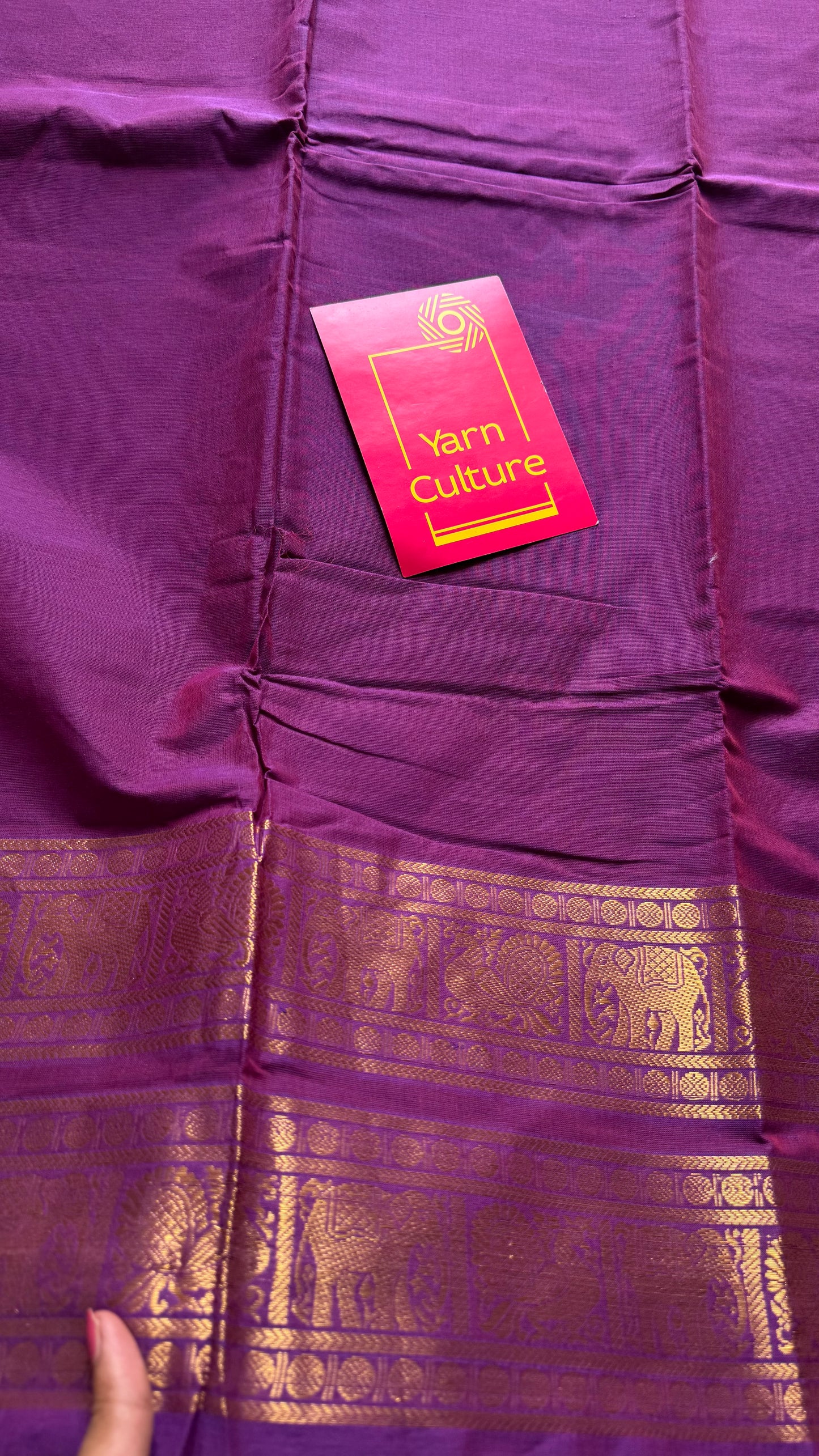 Kanchi cotton saree, purple pink with wide zari border - YCCOTNAP89