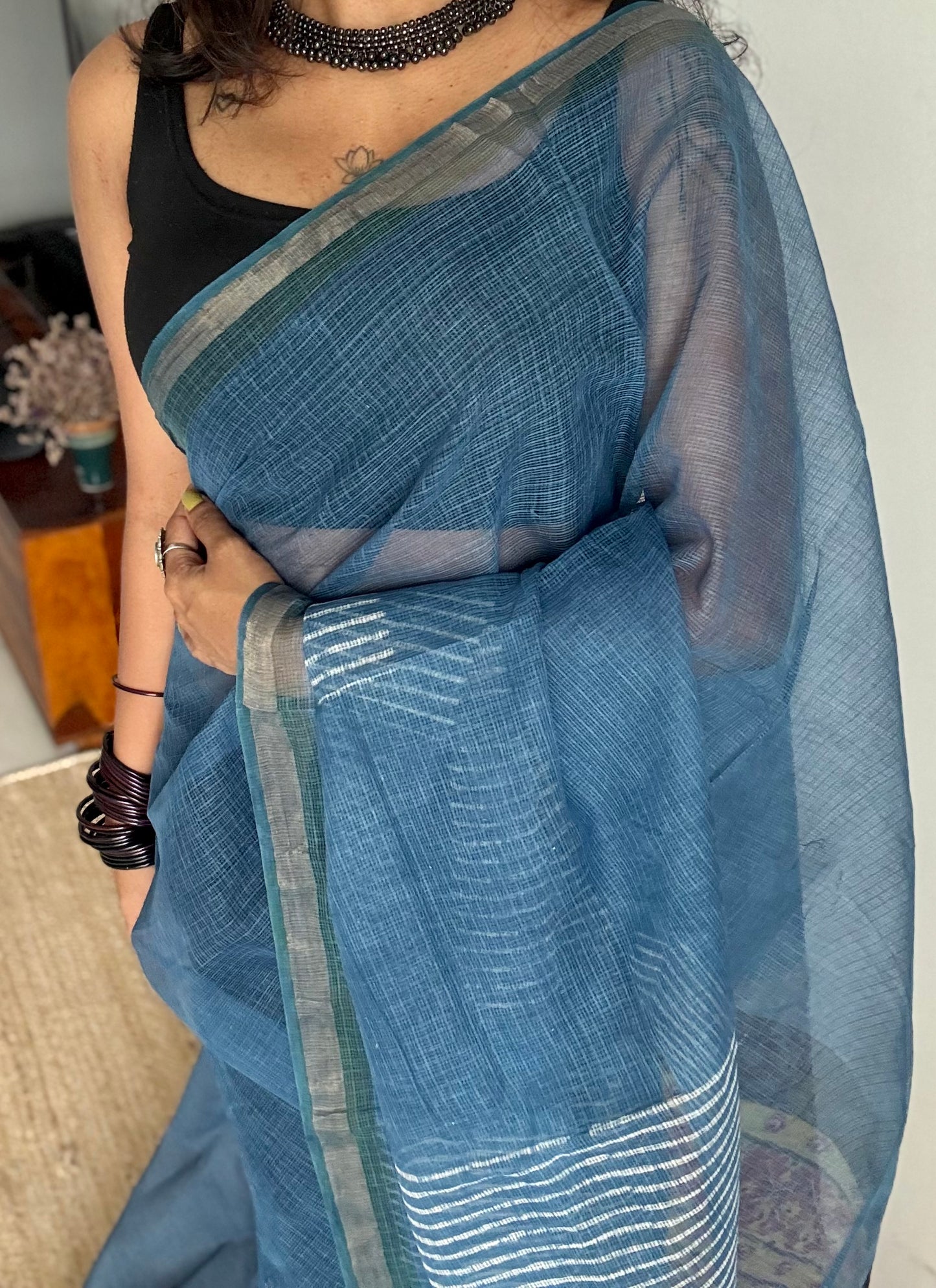 Neelvahini, Kota Doria with zari border - YCTOROCBP78