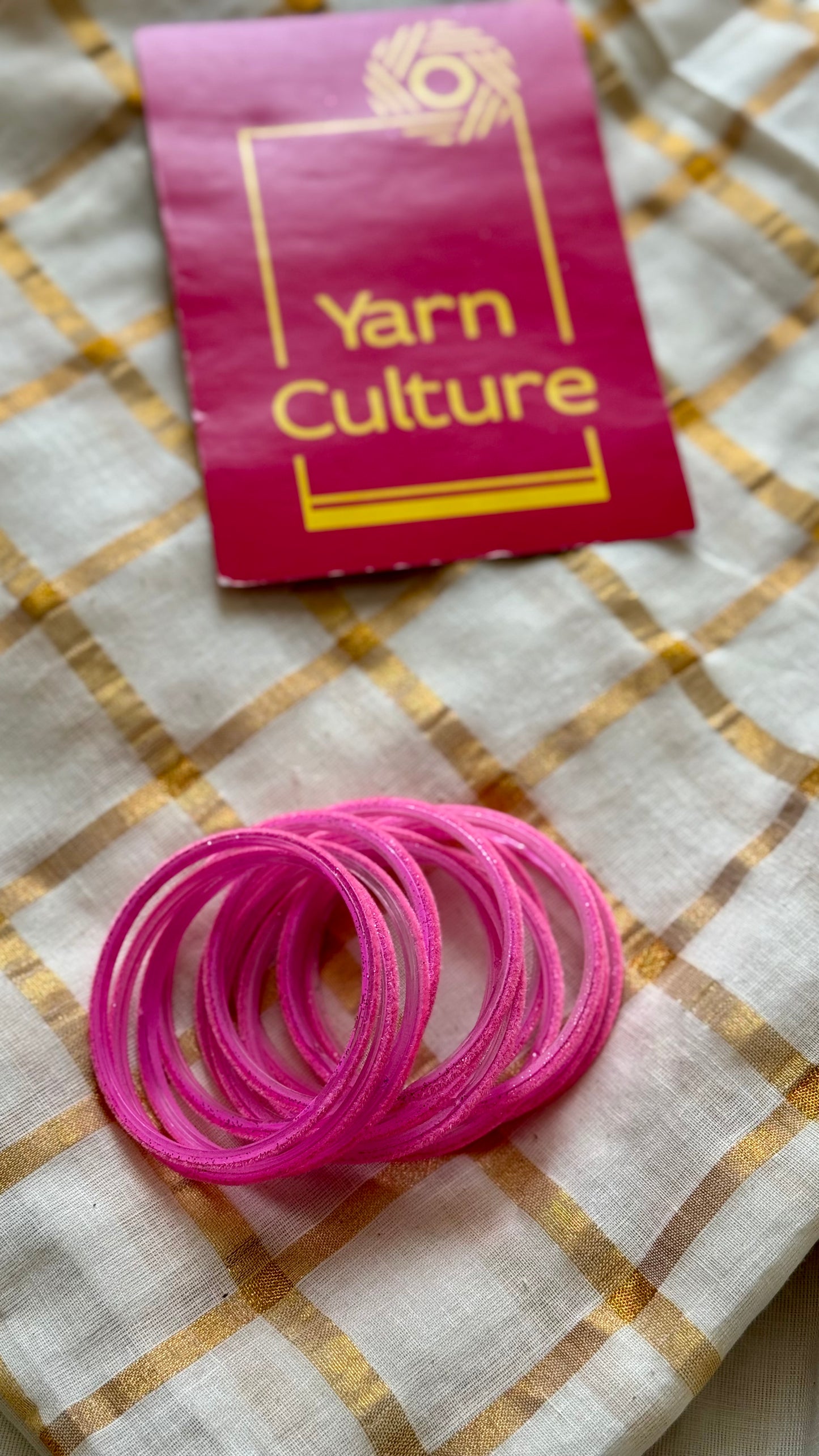 Light pink velvet glass bangles, set of 12 - YCBANGL349