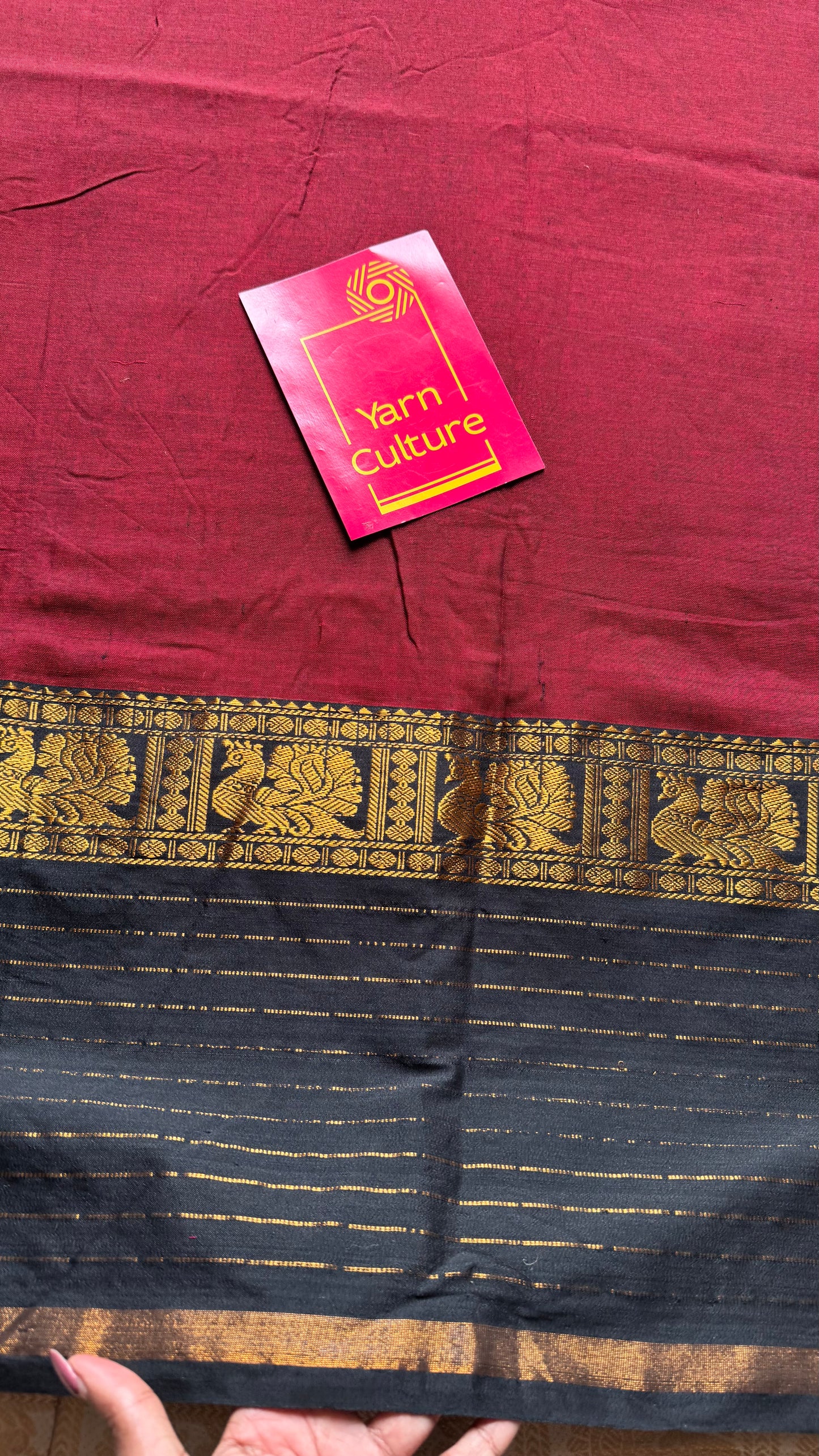 Maroon with black border, narayanpet soft cotton saree - YCWOTDAUG08