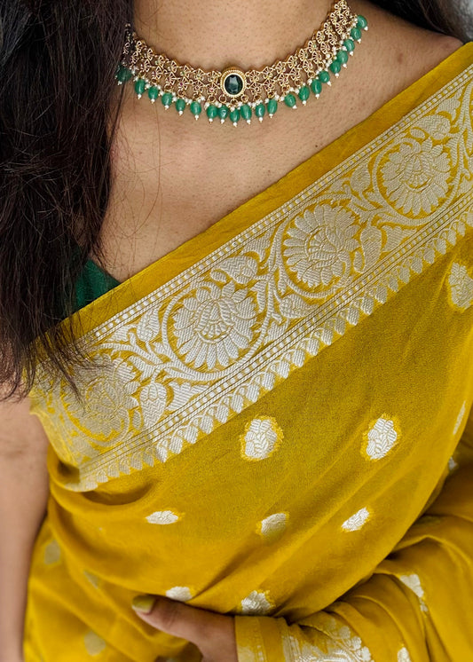 Jadau kundan choker neckpiece with earrings - YCAGNP268