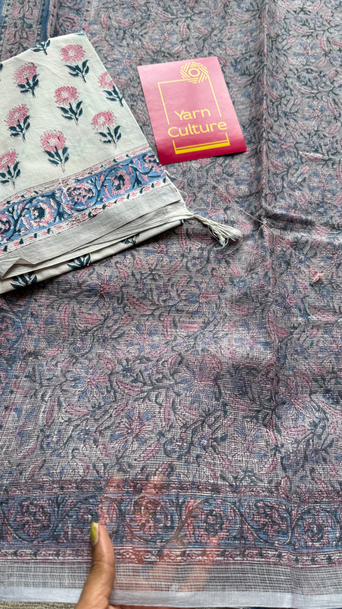 Lilac Chill Scene - soft lilac floral kota doria saree - YCTORKDAP01