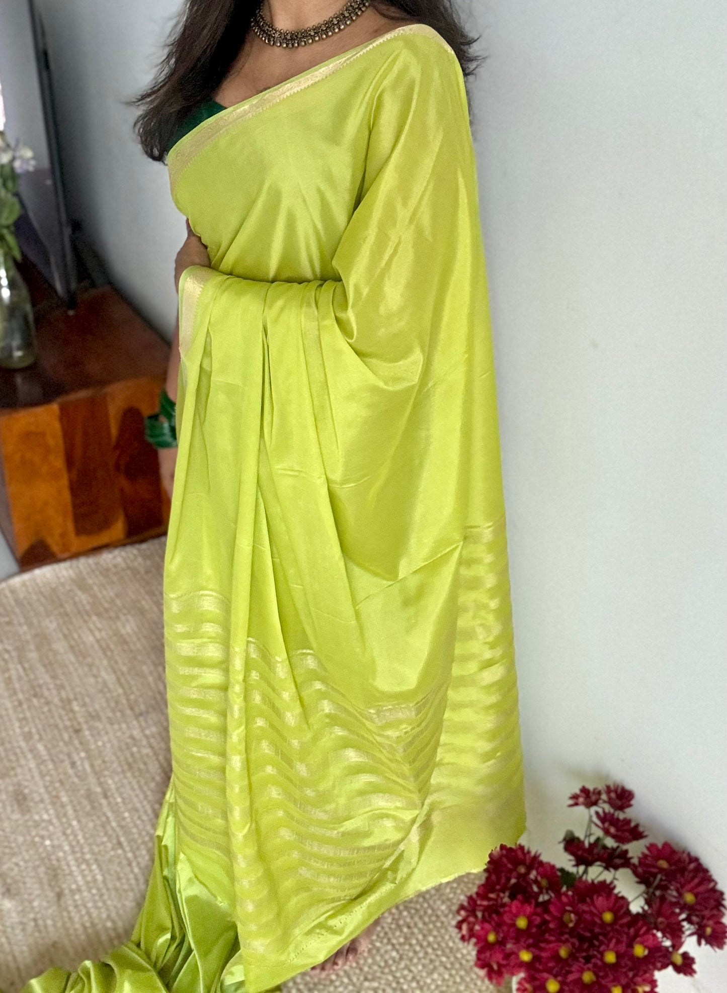 Lime green, Mysore semi-silk - YCDESE18