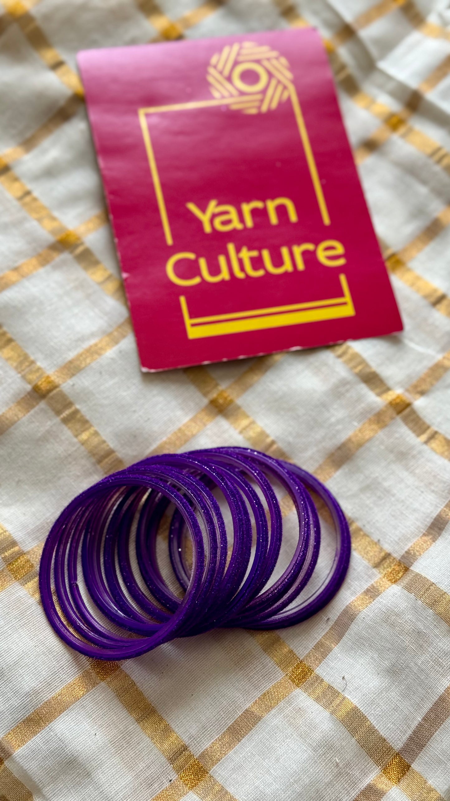Purple velvet glass bangles, set of 12 - YCBANGL369