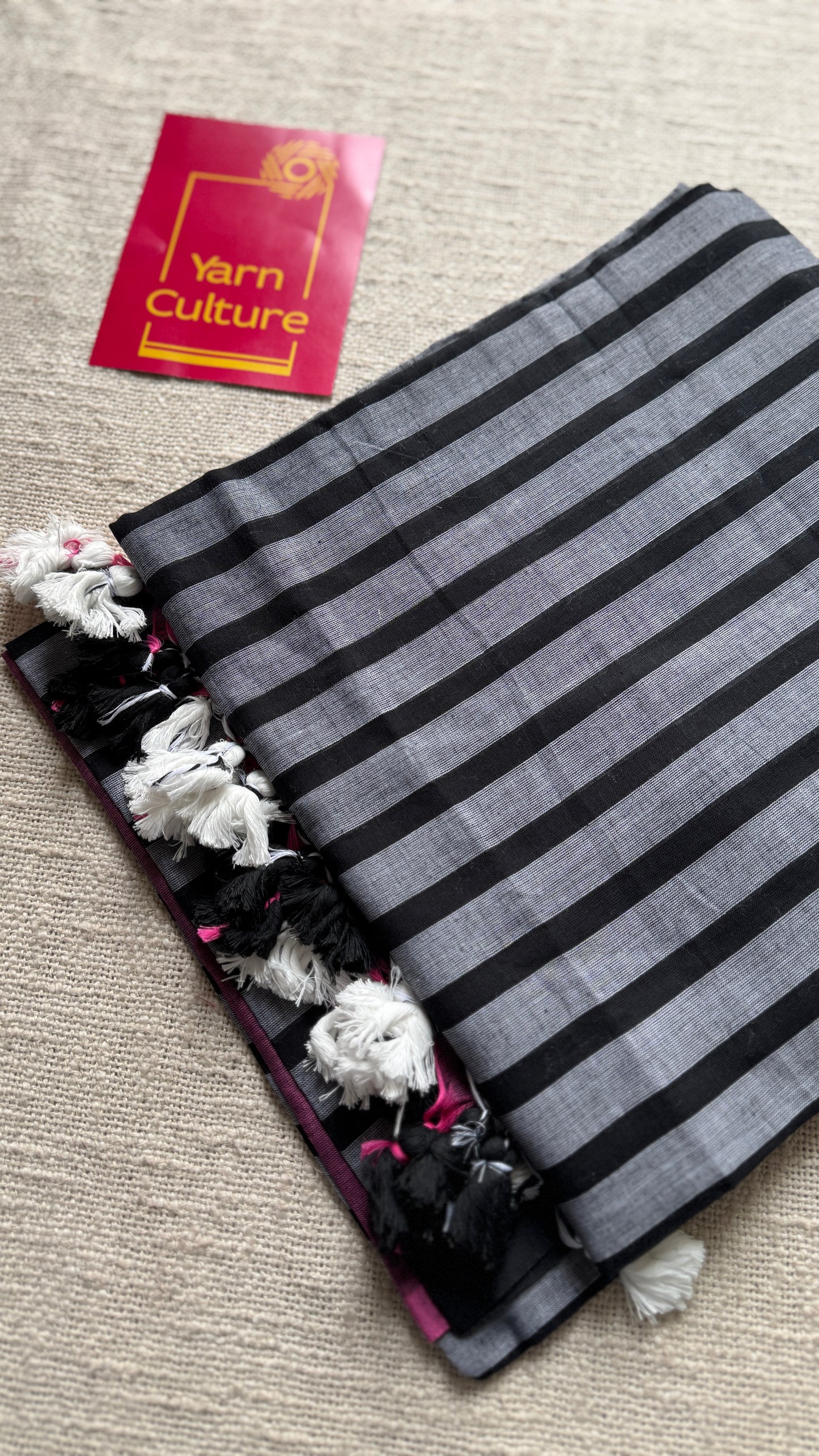 Black Mist - Pink and black stripes, reversible, mul cotton YCBCAUWSM01