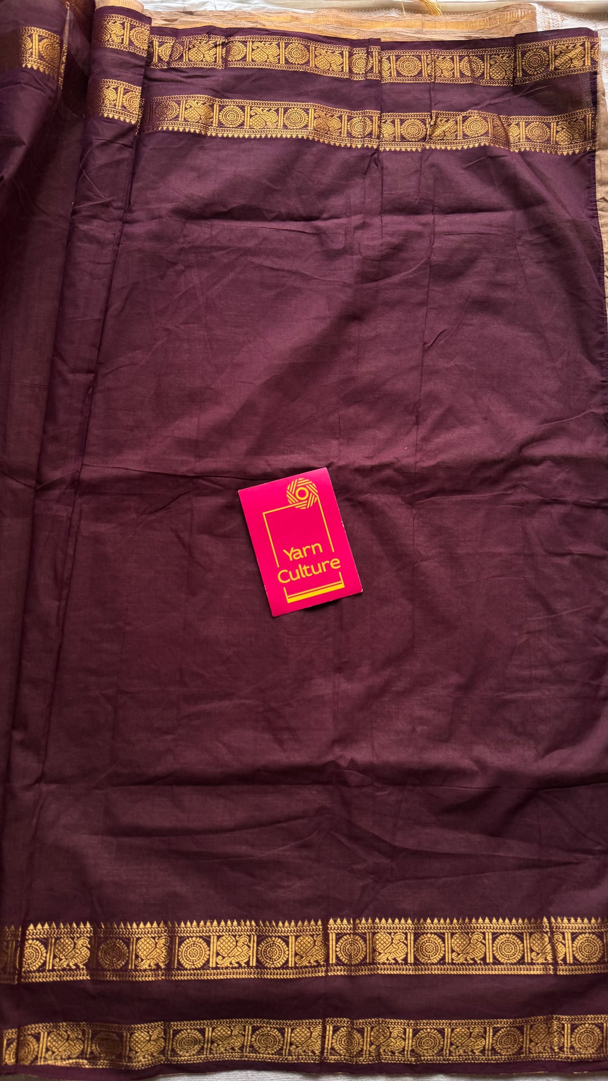 Cream and maroon, sungudi and chettinad cotton half-half saree - YCCOTNIDOC27