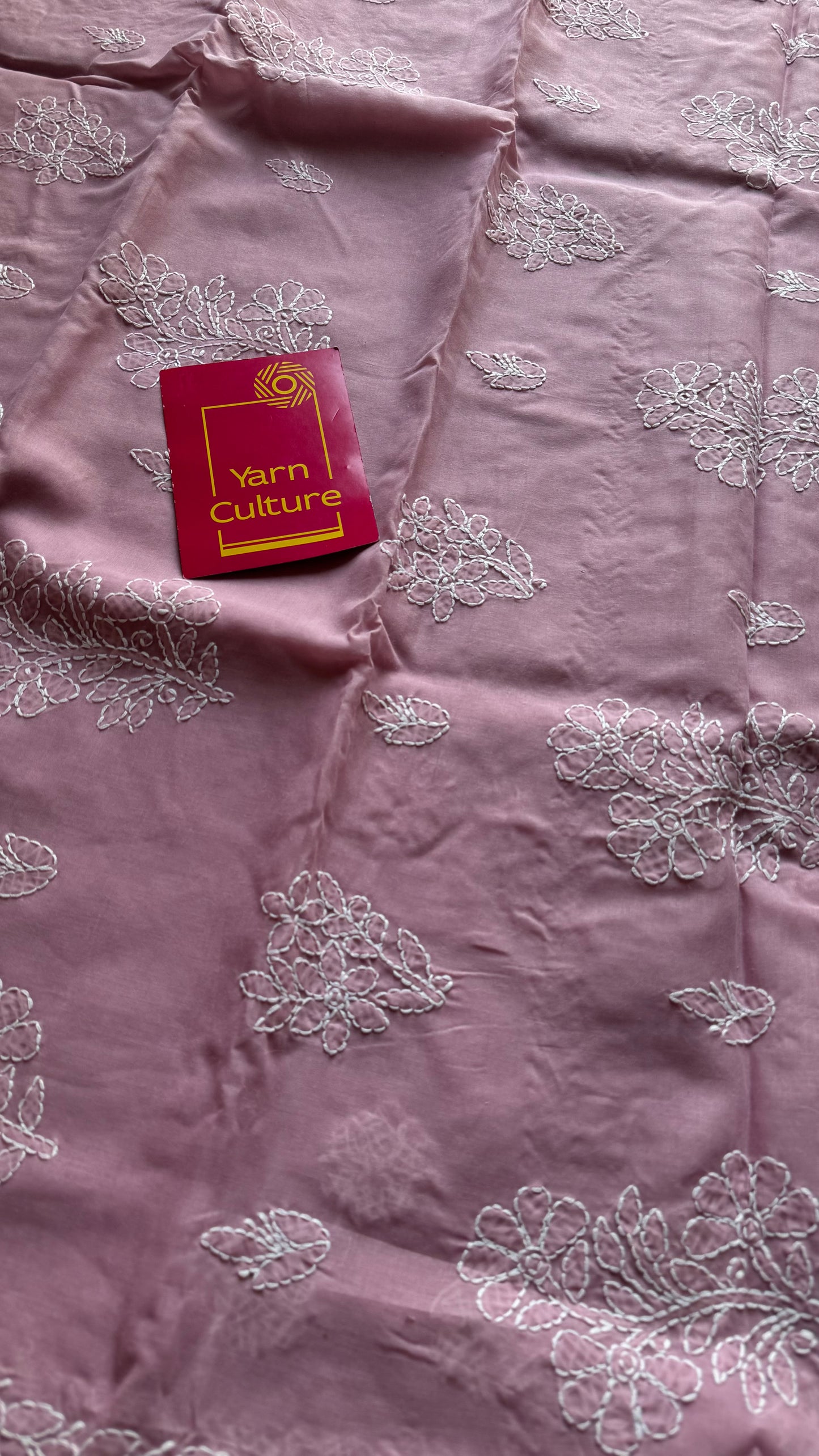 Sahar - light mauve hand-embroidered chikankari cotton saree - YCLCKFE418