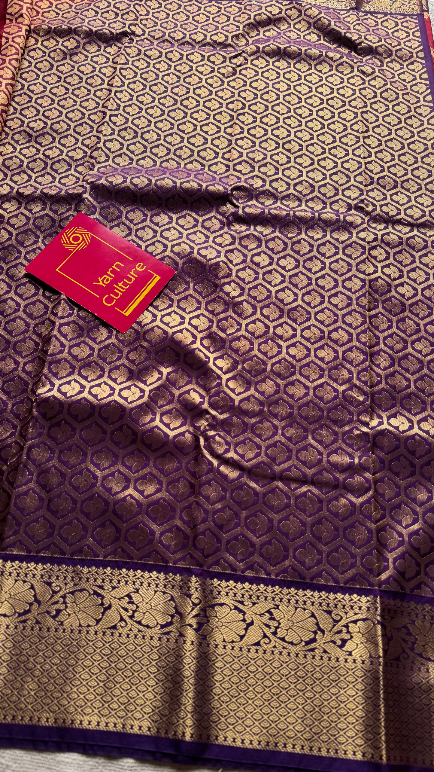 Ragini - crimson red with purple, handloom korvai semi silk - YCCOTNFEJUKS04