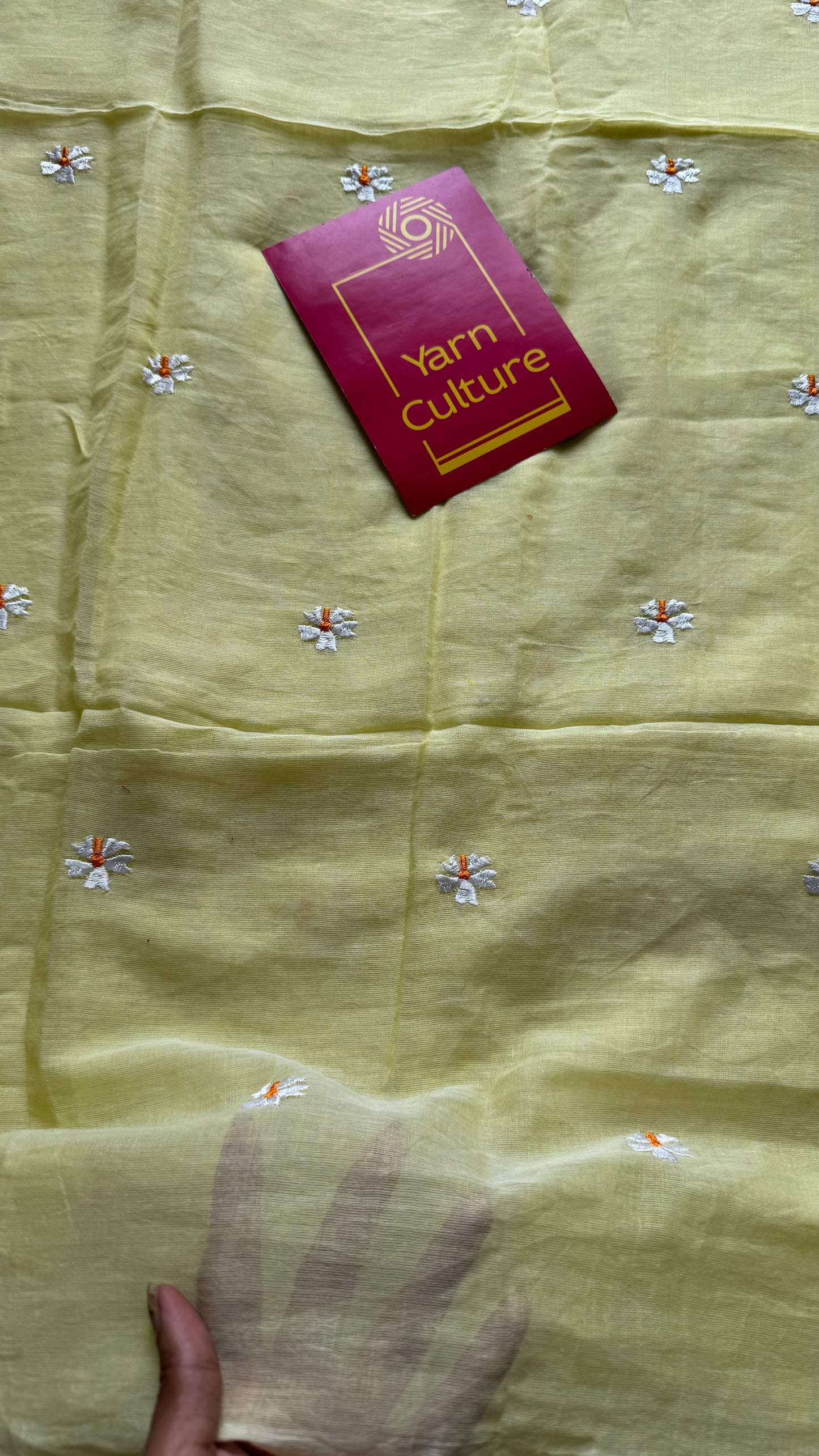 Light yellow parijat soft mul cotton saree  - YCBCMCAP29
